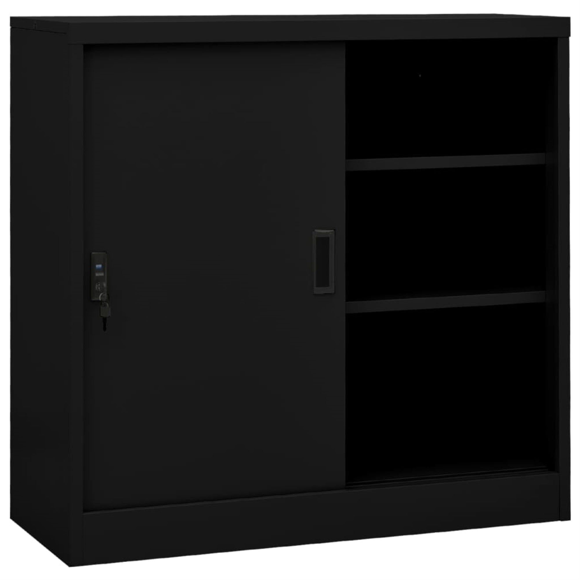 Vidaxl Office Cabinet With Sliding Door Black 35.4'X15.7'X35.4' Steel
