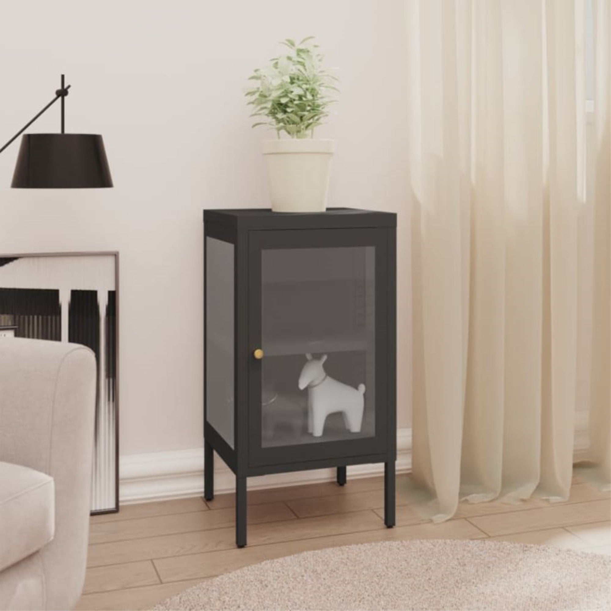 Vidaxl Sideboard Anthracite 15'X13.8'X27.6' Steel And Glass