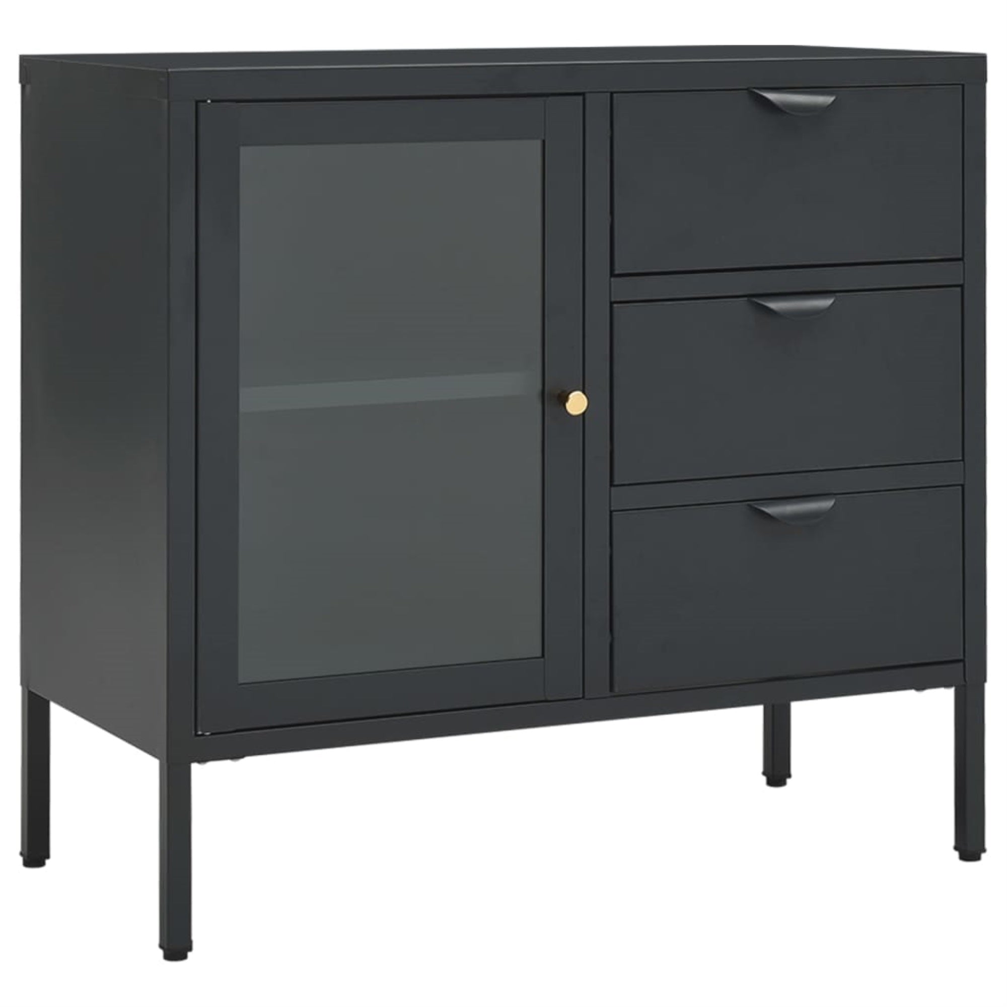Vidaxl Sideboard Anthracite 29.5'X13.8'X27.6' Steel And Tempered Glass