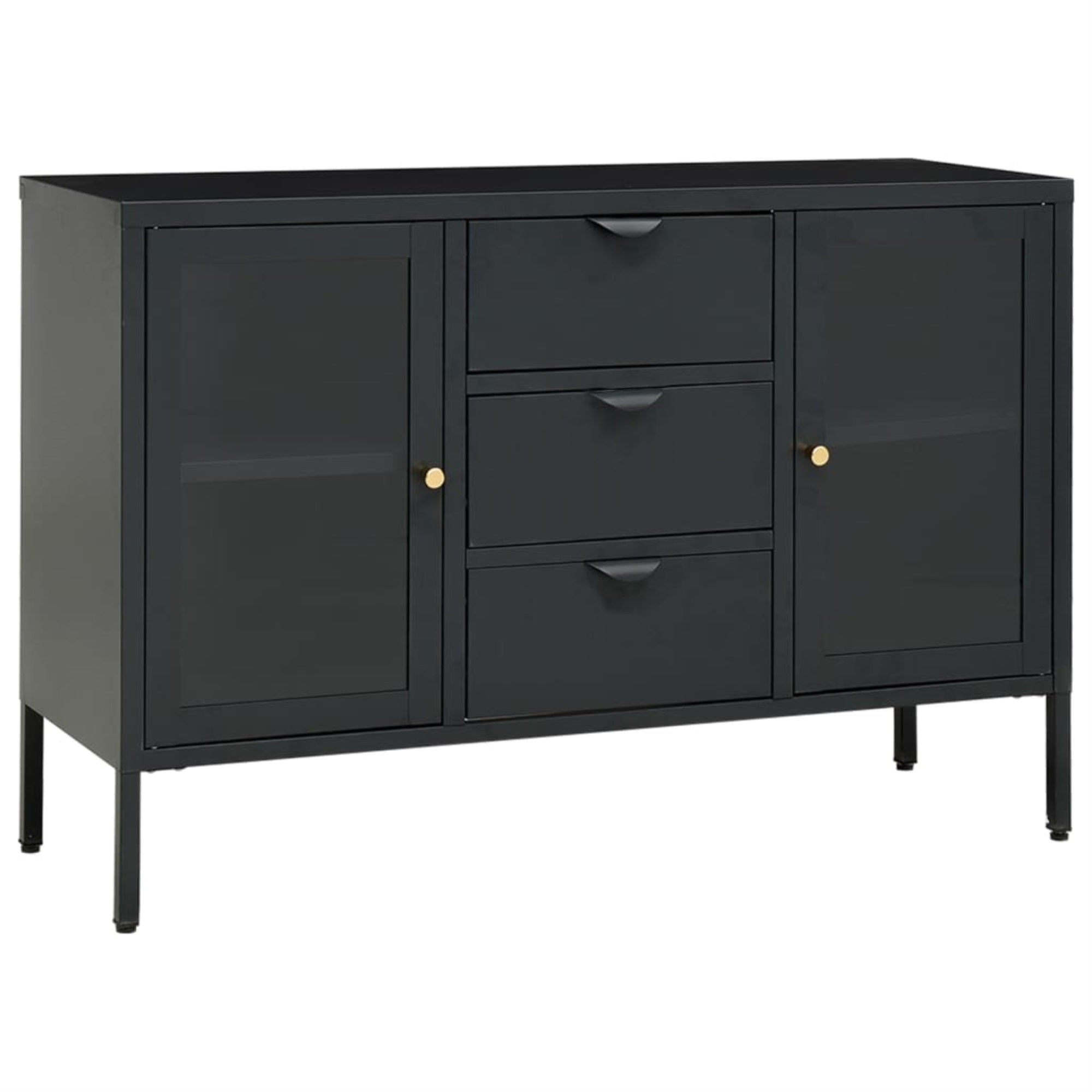 Vidaxl Sideboard Anthracite 41.3'X13.8'X27.6' Steel And Tempered Glass