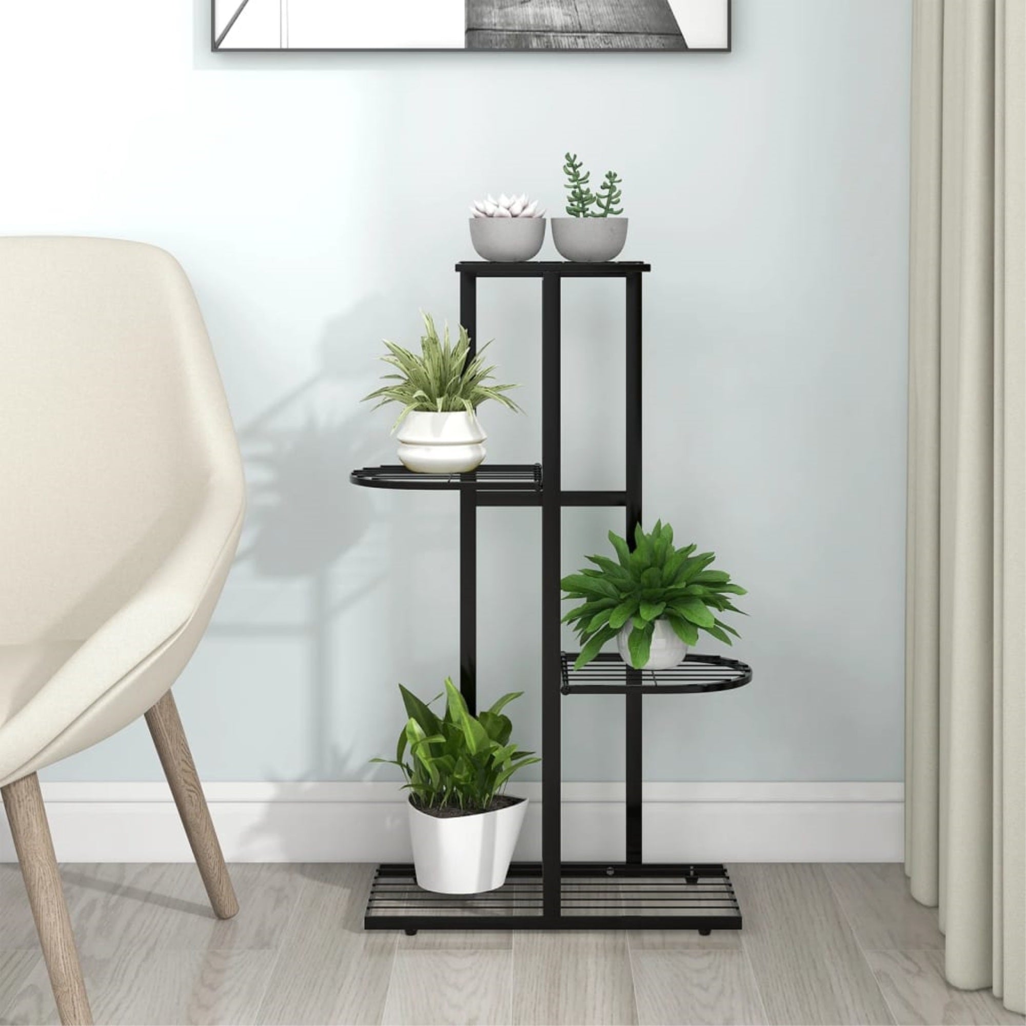 Vidaxl 4-Floor Flower Stand 16.9'X8.7'X29.9' Black Metal