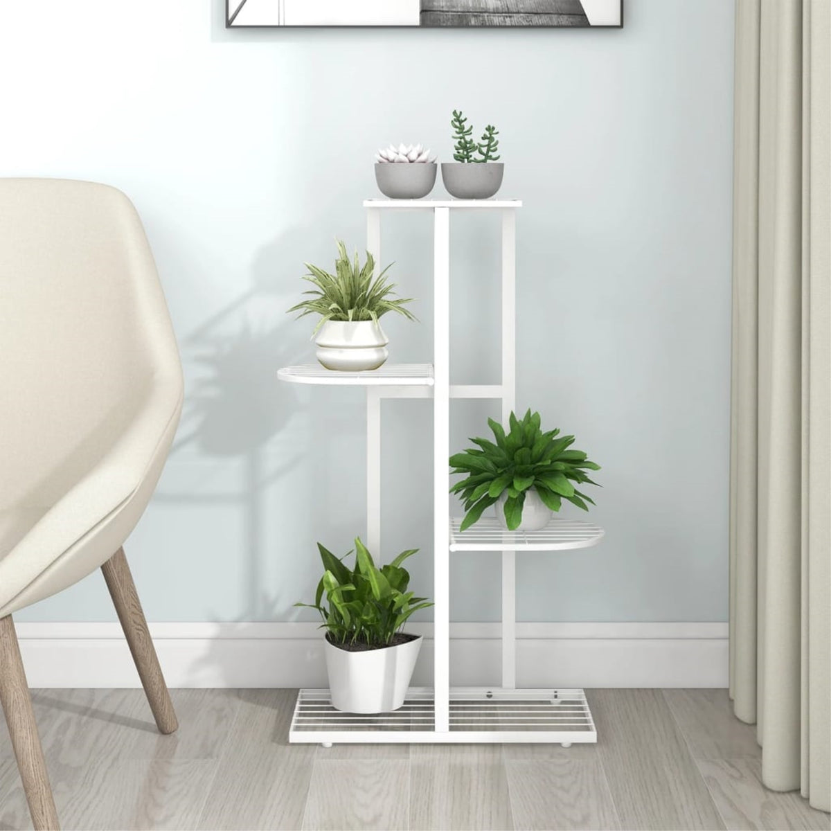 Vidaxl 4-Floor Flower Stand 16.9'X8.7'X29.9' White Metal