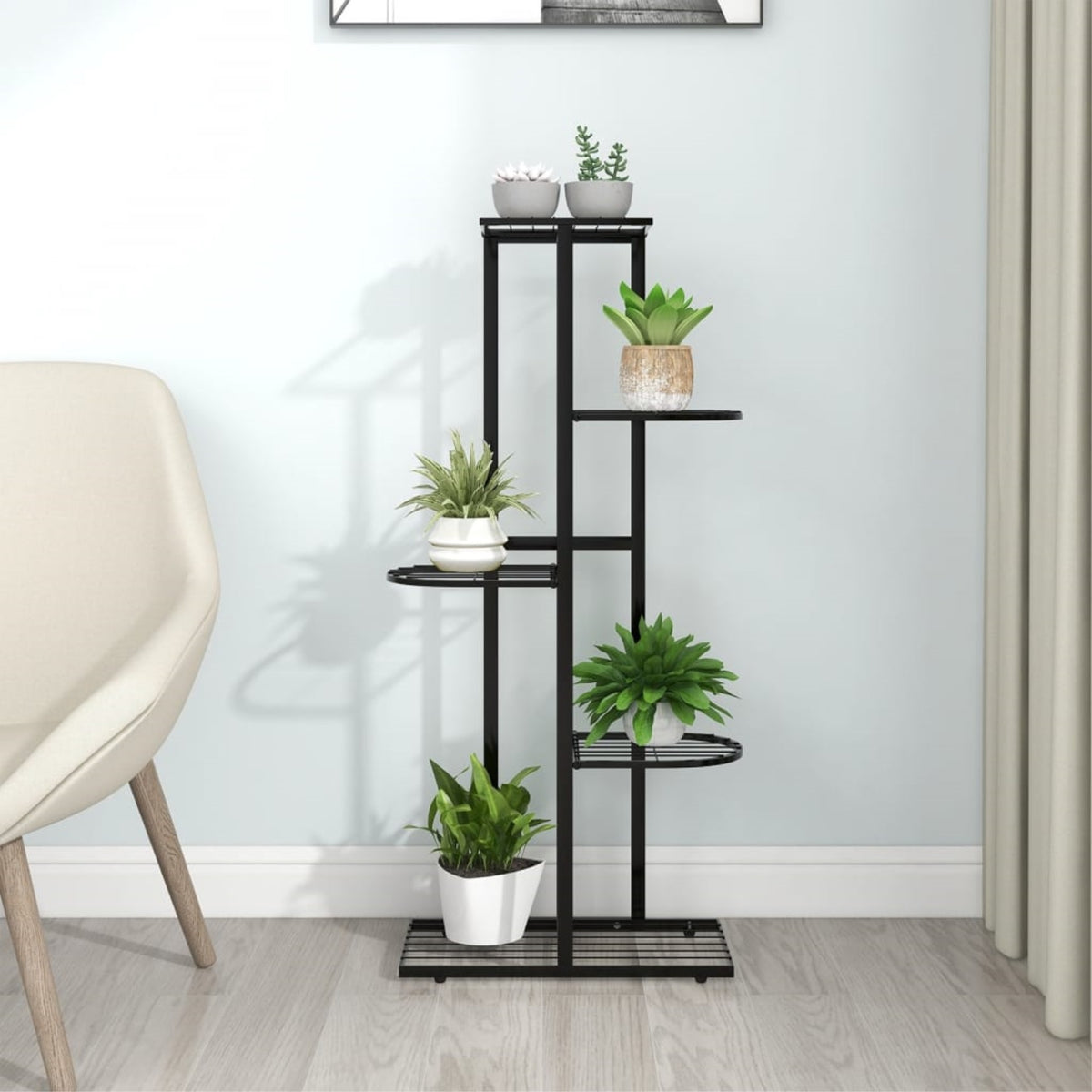 Vidaxl 5-Floor Flower Stand 16.9'X8.7'X38.6' Black Metal