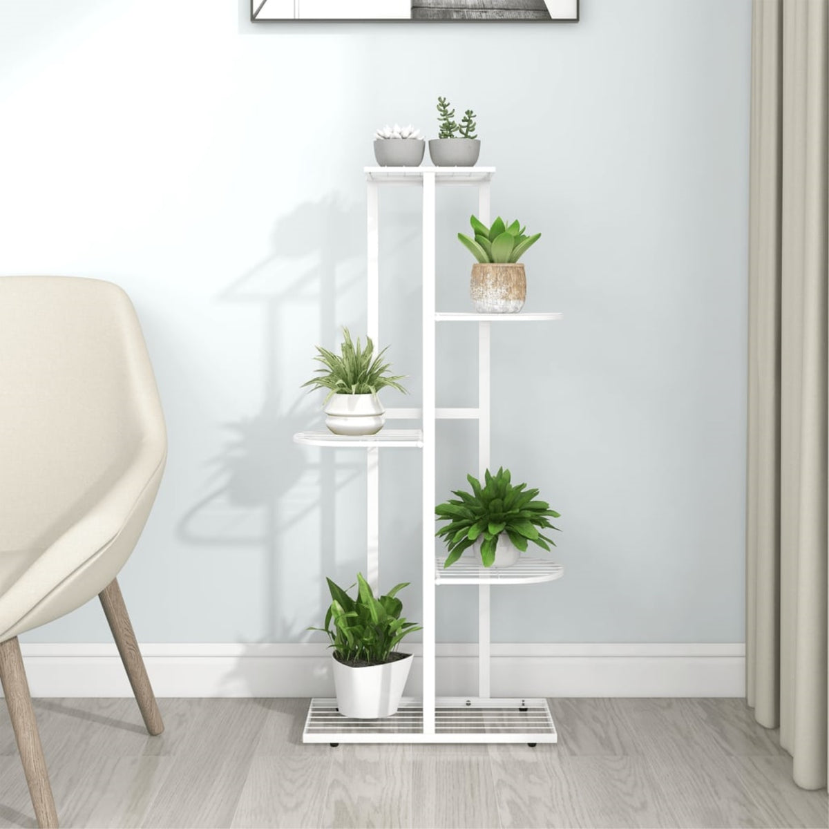 Vidaxl 5-Floor Flower Stand 16.9'X8.7'X38.6' White Metal