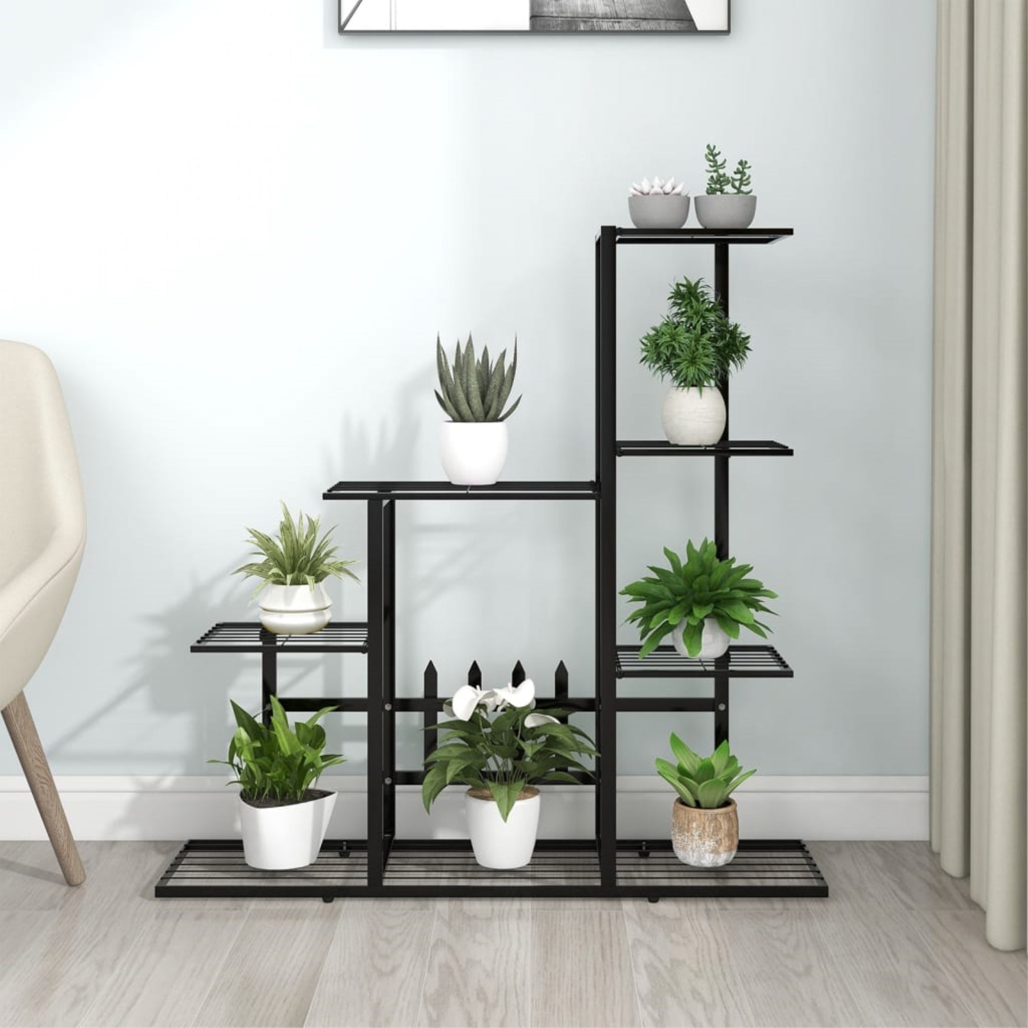 Vidaxl Flower Stand 37.2'X9.8'X34.6' Black Metal