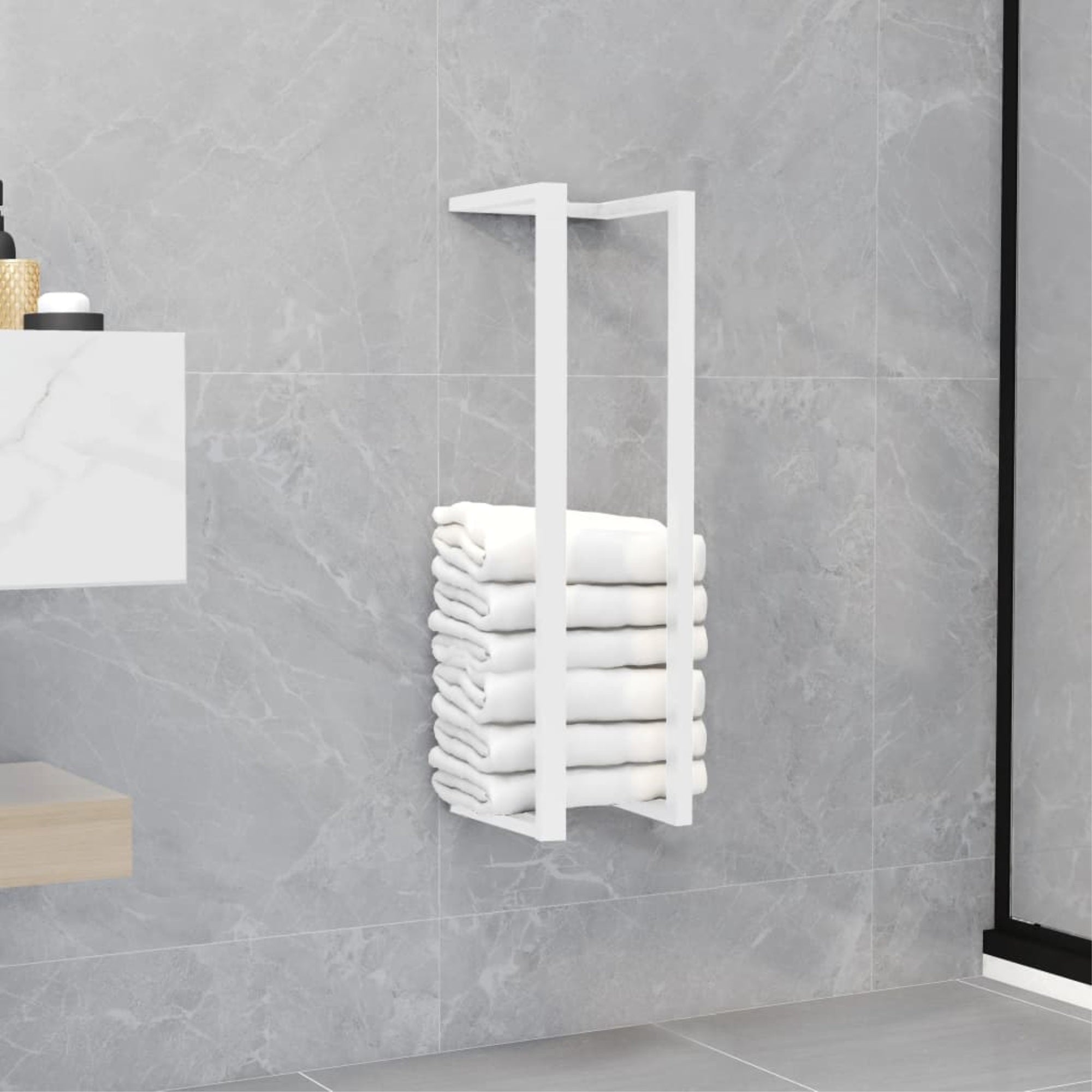 Vidaxl Towel Rack White 4.9'X4.9'X23.6' Steel