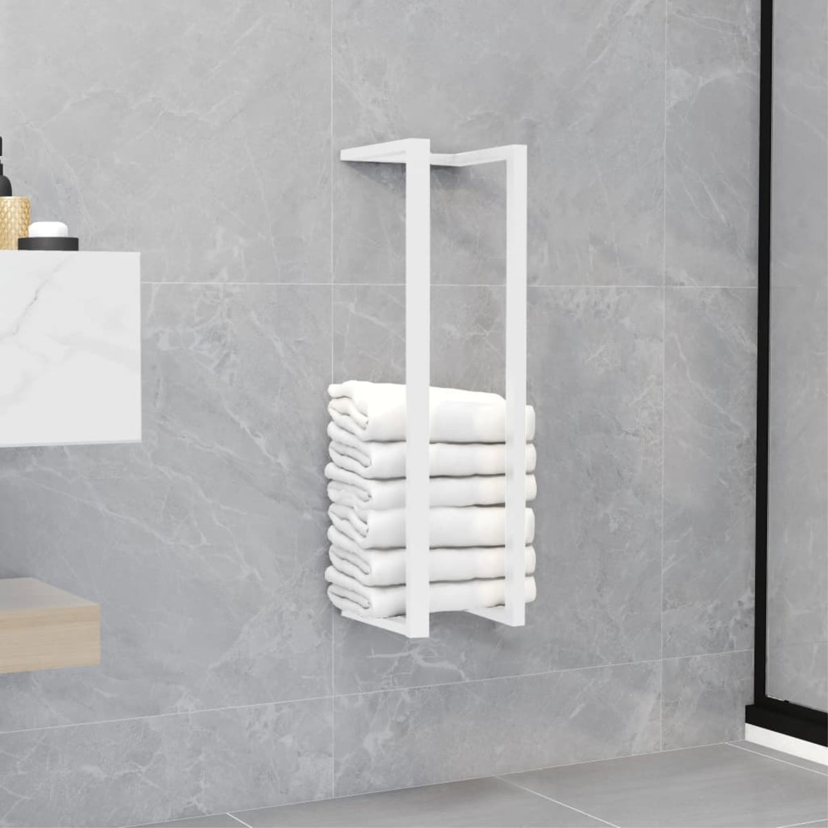 Vidaxl Towel Rack White 4.9'X4.9'X23.6' Steel