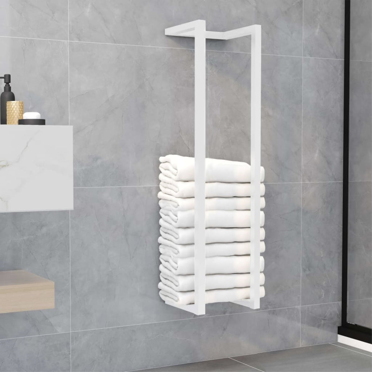 Vidaxl Towel Rack White 9.8'X7.9'X37.4' Steel