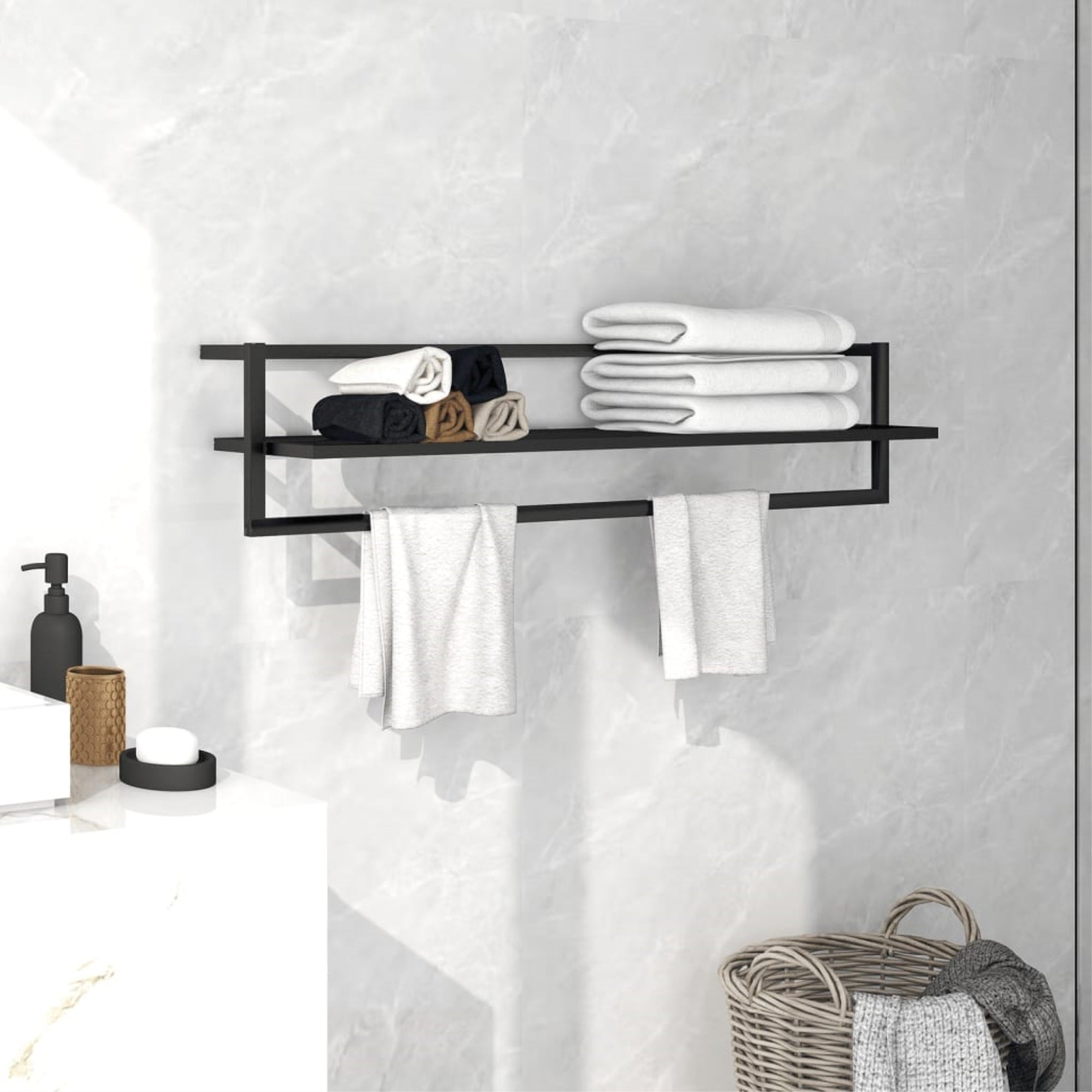 Vidaxl Towel Rack Black 37.4'X9.8'X8.7' Iron