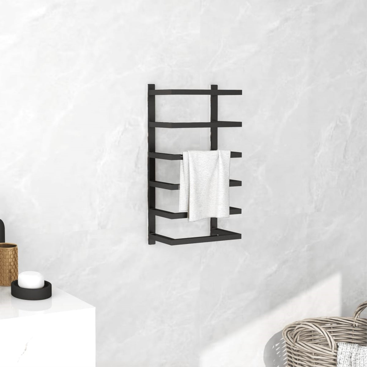 Vidaxl Towel Rack Black 9.4'X4.7'X18.9' Steel