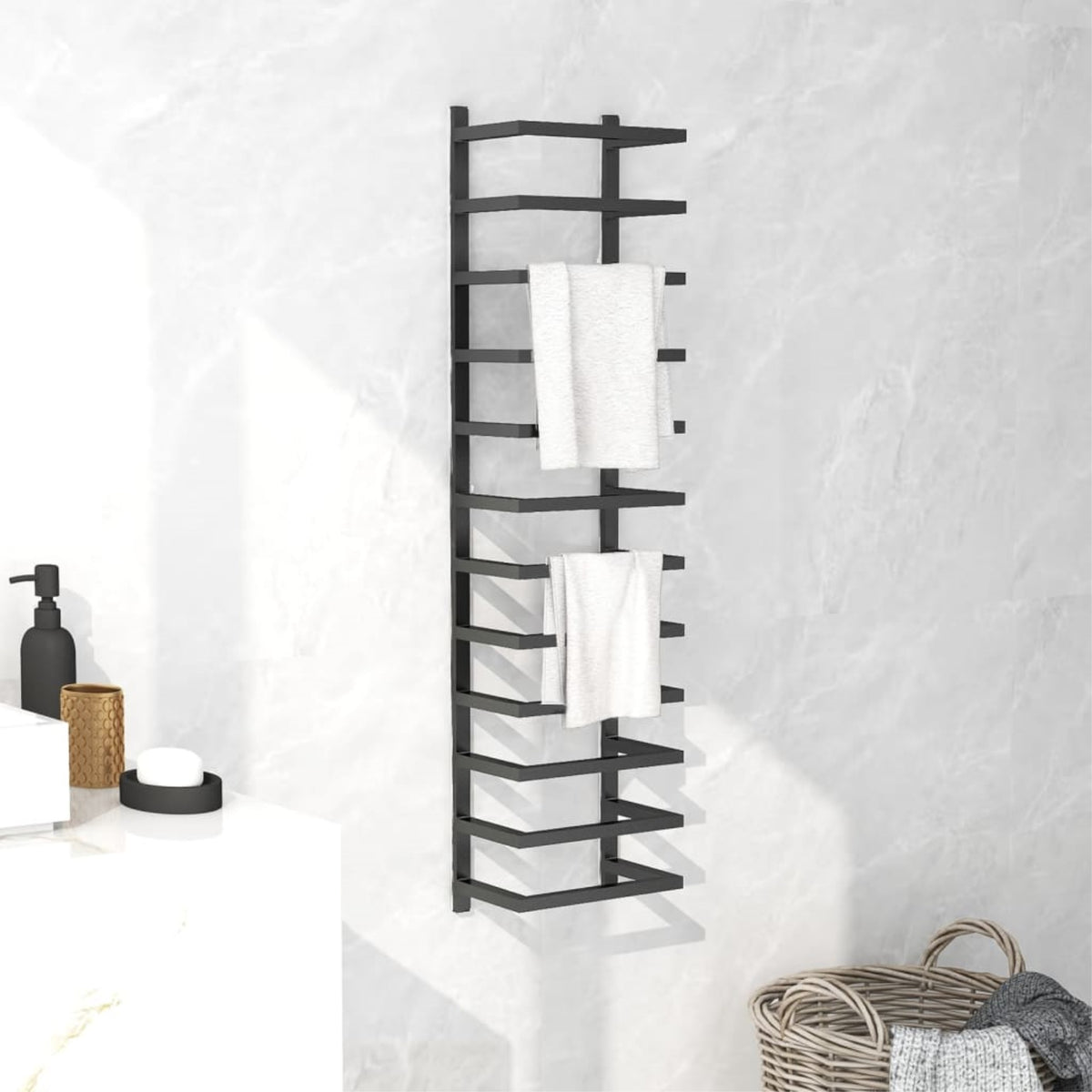Vidaxl Towel Rack Black 9.4'X4.7'X37.8' Steel