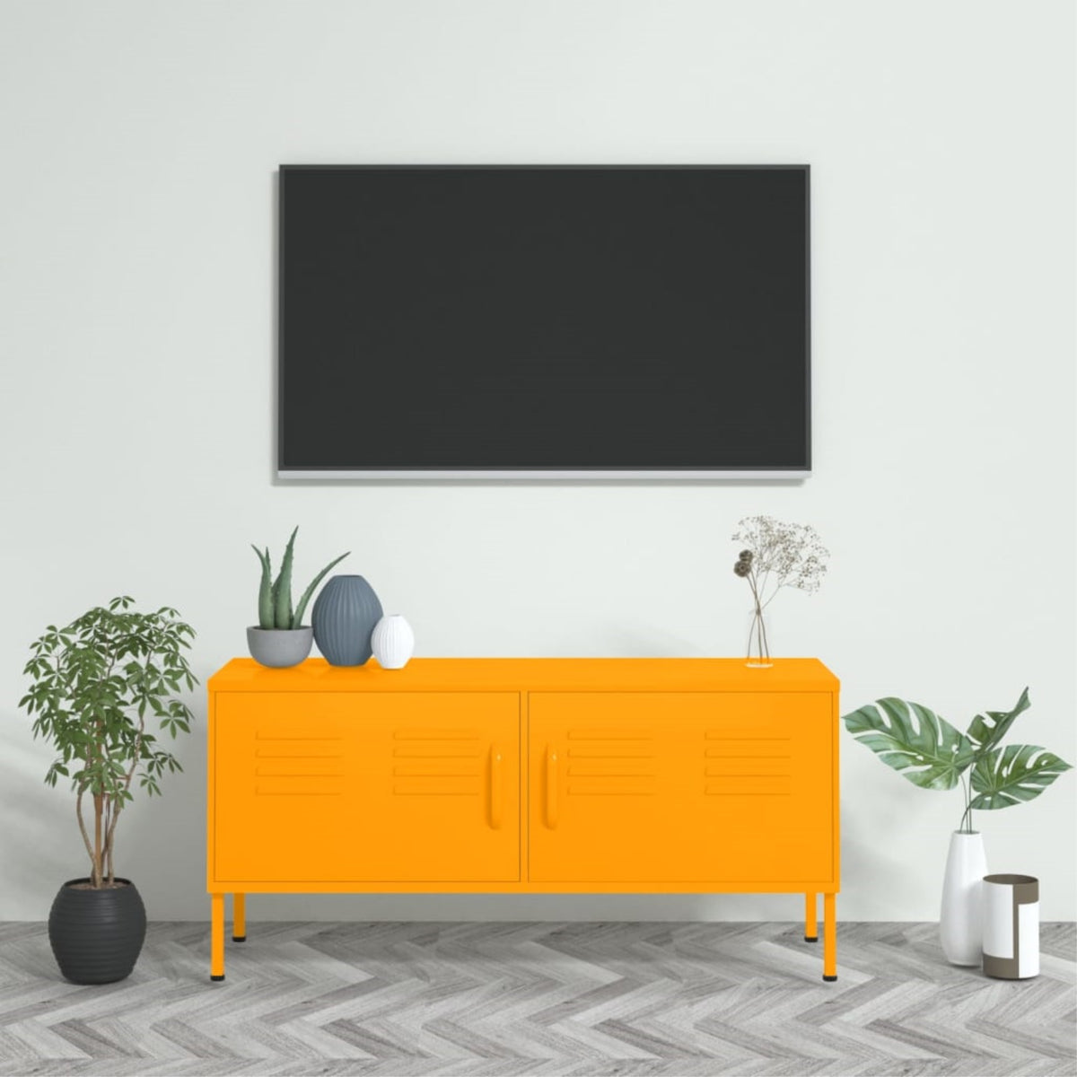 Vidaxl Tv Cabinet Mustard Yellow 41.3'X13.8'X11.8' Steel