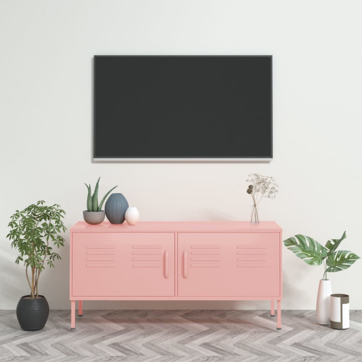 Vidaxl Tv Cabinet Pink 41.3'X13.8'X11.8' Steel