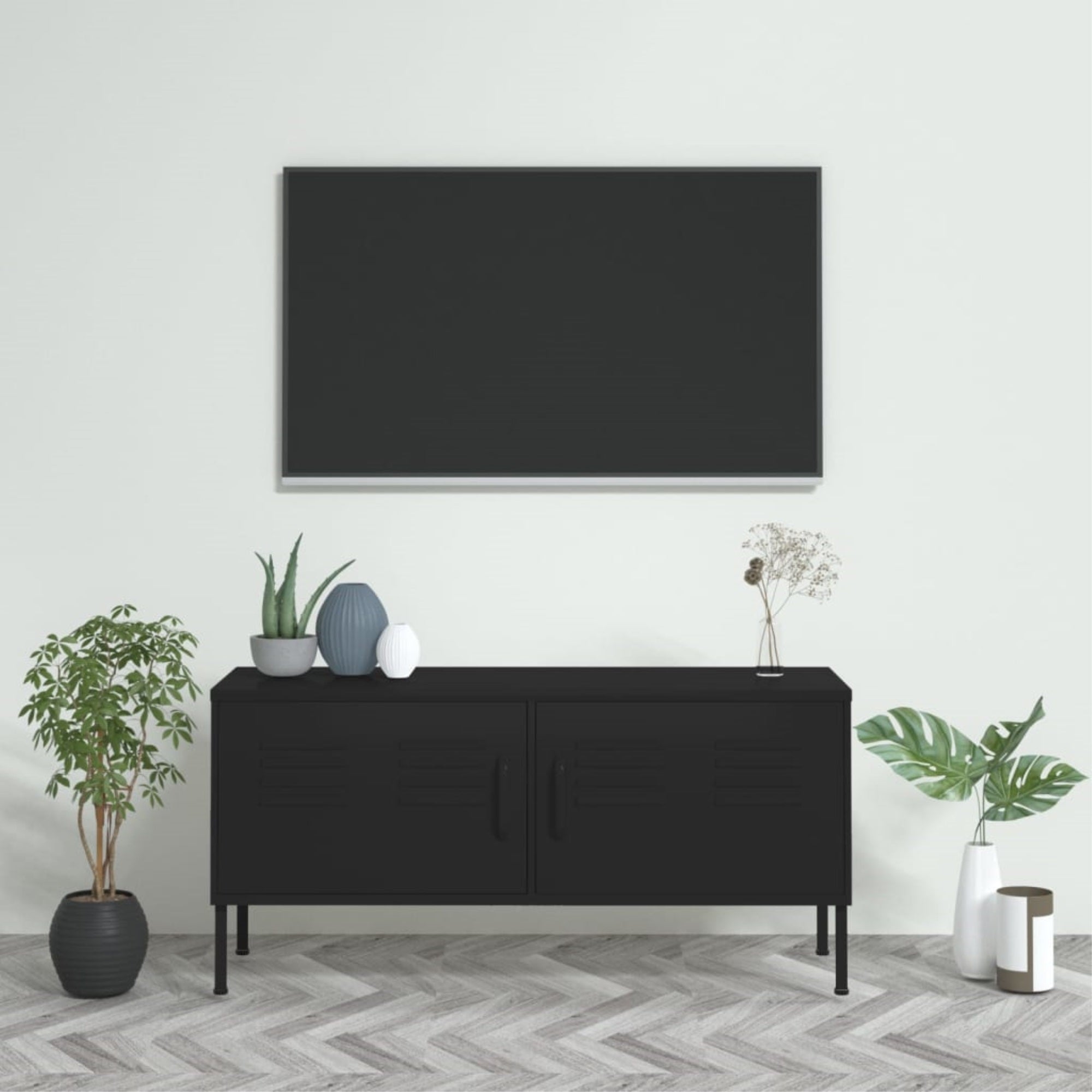 Vidaxl Tv Cabinet Black 41.3'X13.8'X19.7' Steel