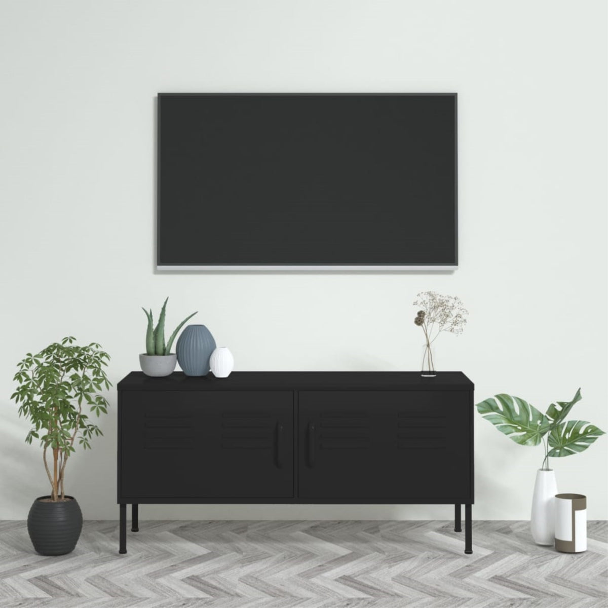 Vidaxl Tv Cabinet Black 41.3'X13.8'X19.7' Steel