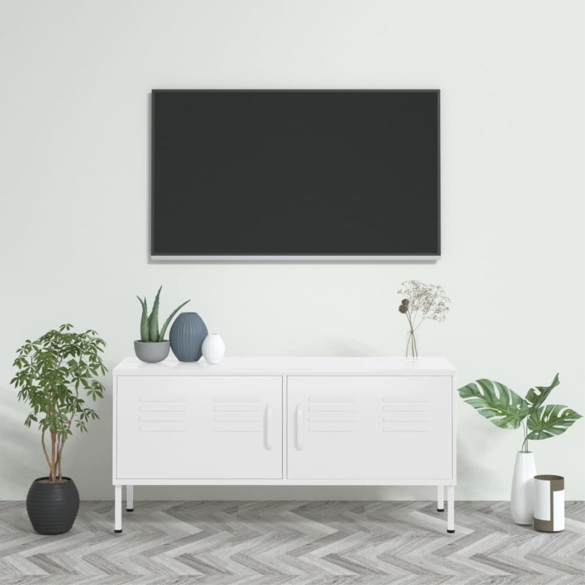 Vidaxl Tv Cabinet White 41.3'X13.8'X19.7' Steel
