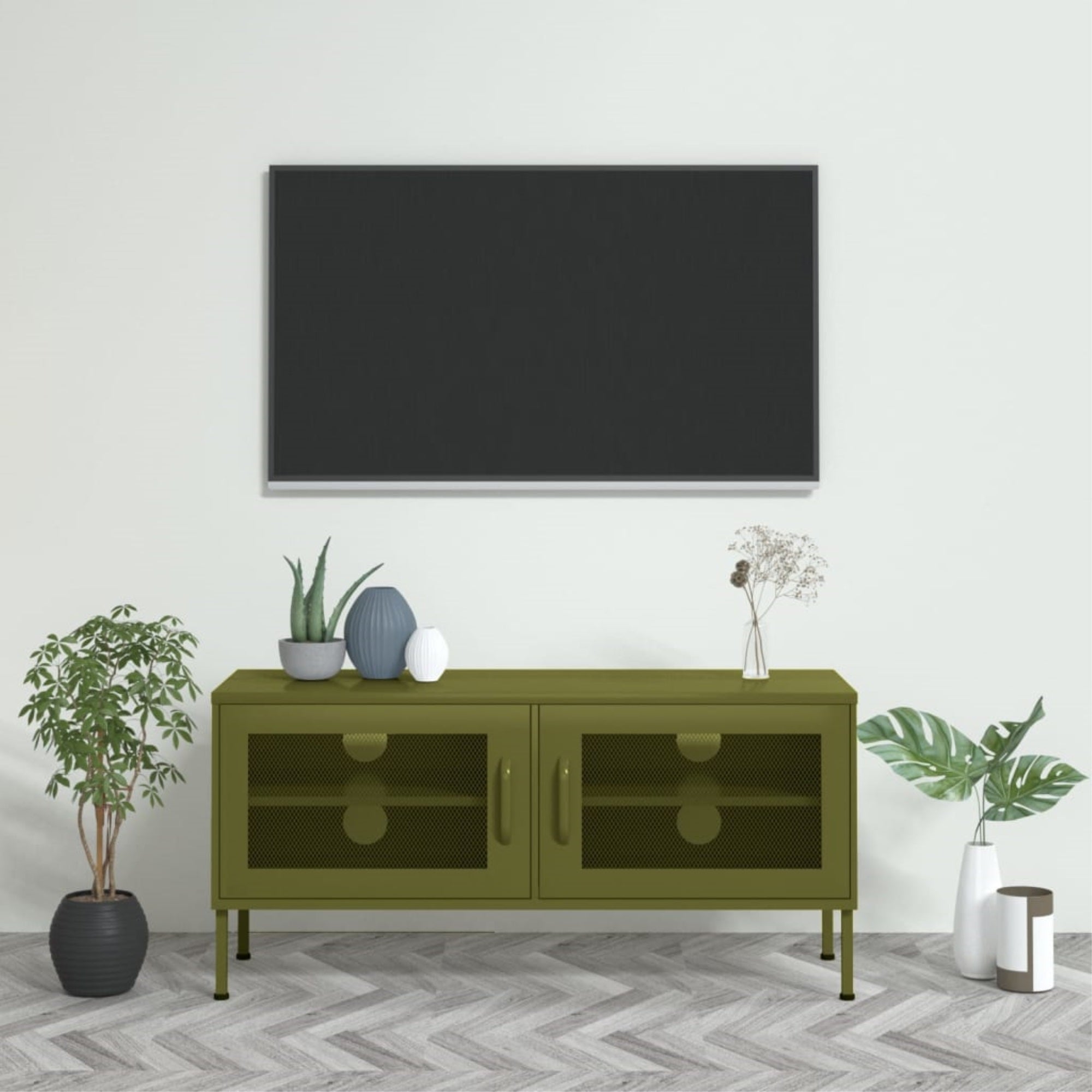 Vidaxl Tv Cabinet Olive Green 41.3'X13.8'X19.7' Steel
