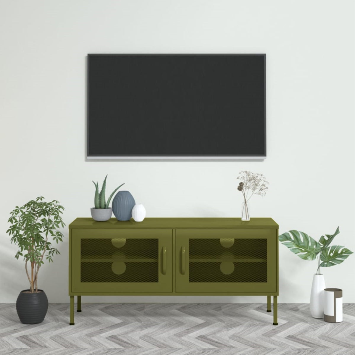 Vidaxl Tv Cabinet Olive Green 41.3'X13.8'X19.7' Steel