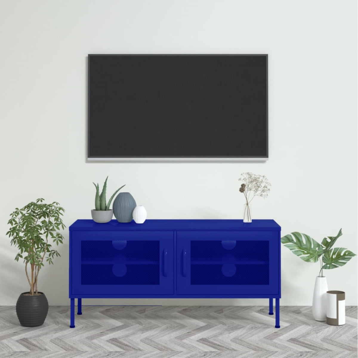 Vidaxl Tv Cabinet Navy Blue 41.3'X13.8'X19.7' Steel