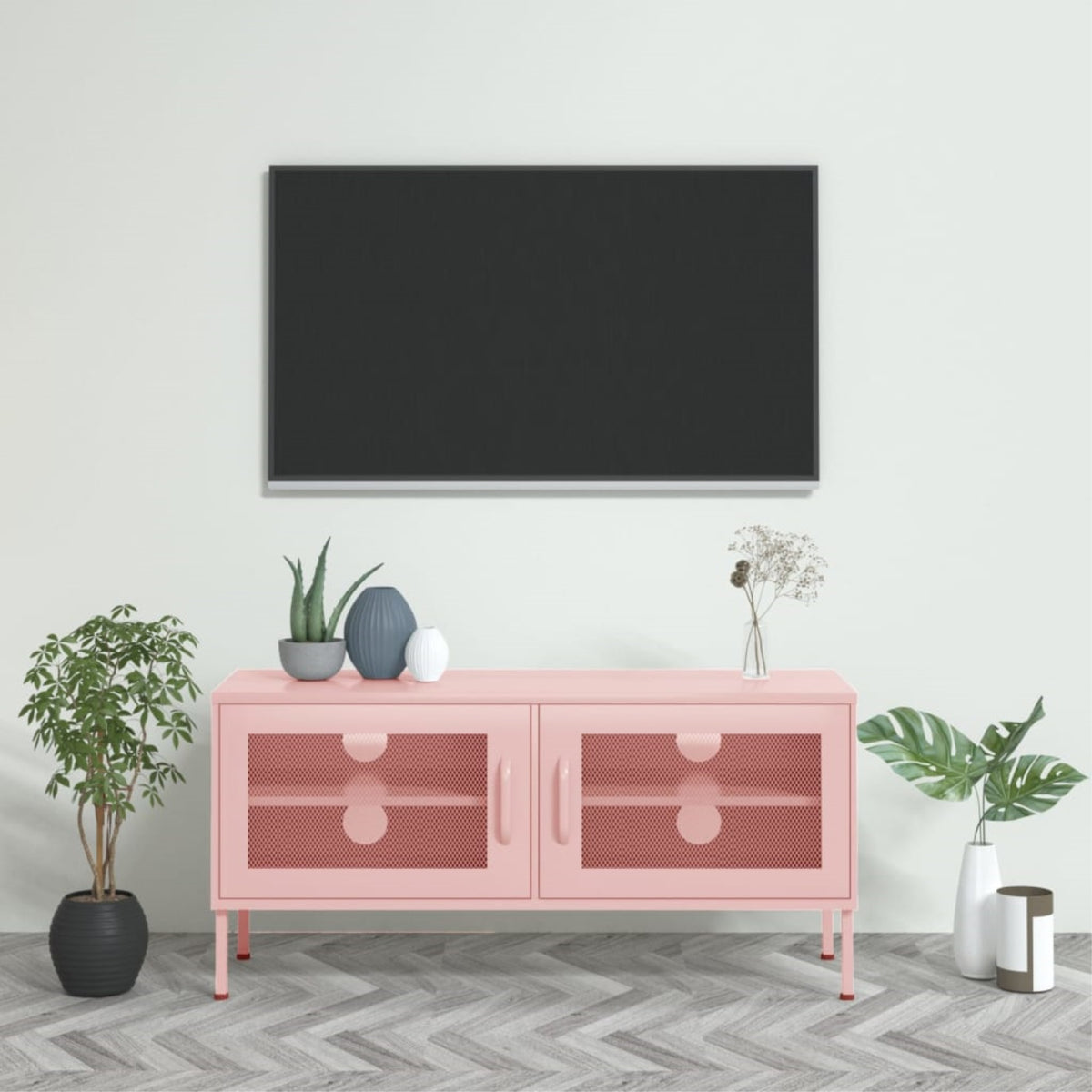 Vidaxl Tv Cabinet Pink 41.3'X13.8'X19.7' Steel
