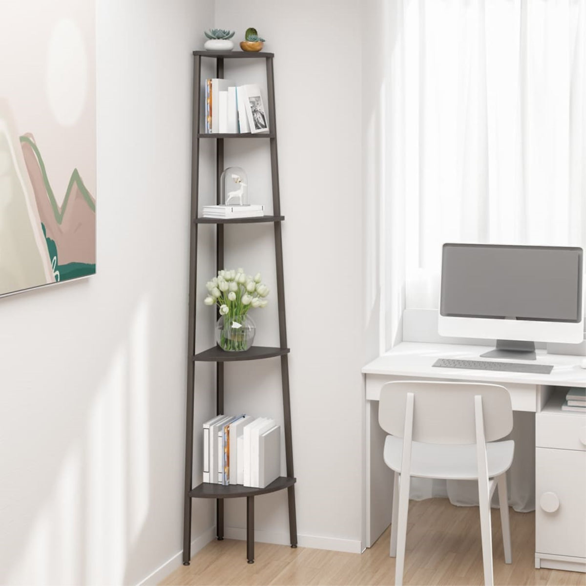 Vidaxl 5-Tier Corner Shelf Black 17.9'X12.4'X70.9'
