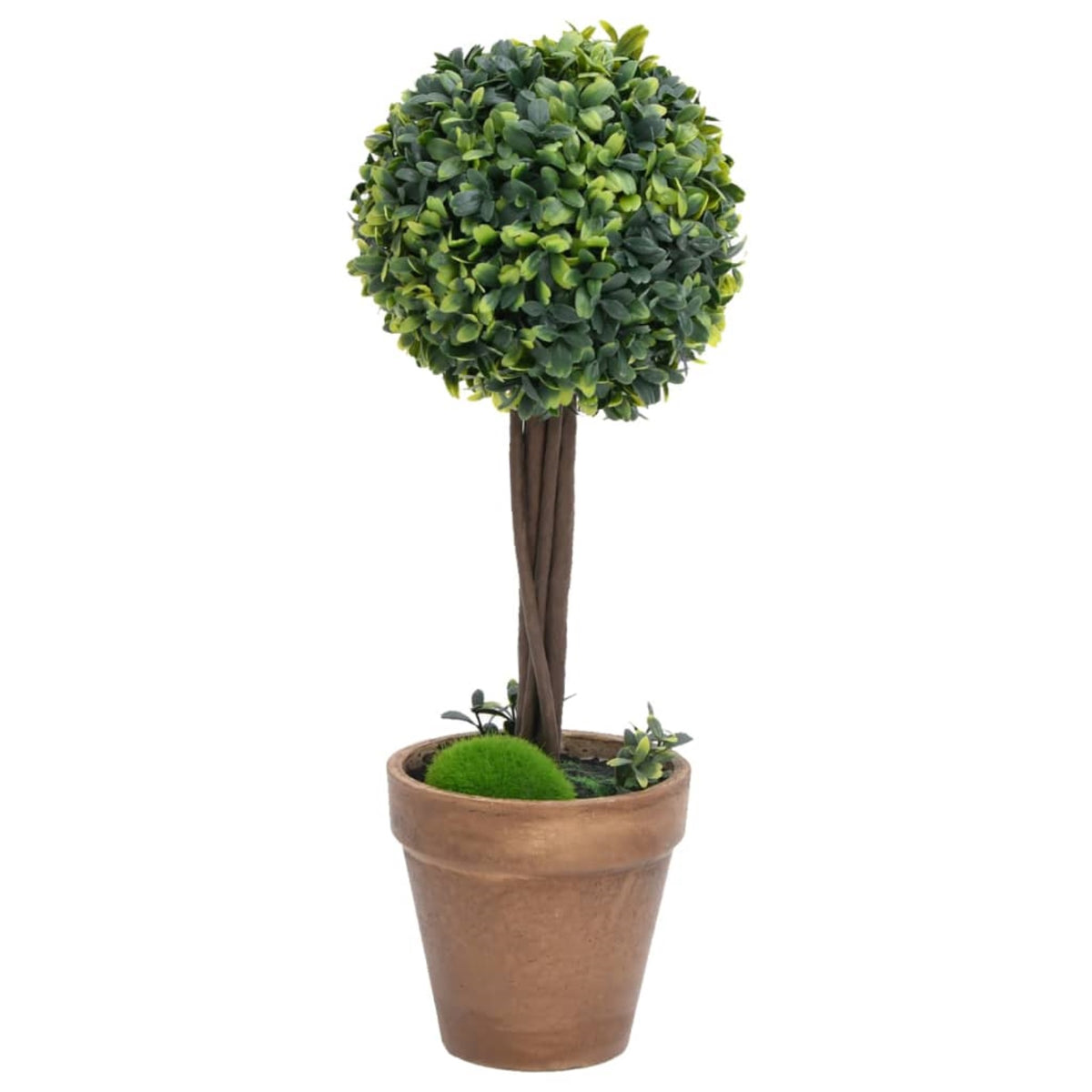 Vidaxl Artificial Boxwood Plants 2 Pcs With Pots Ball Shaped Green 16.1'