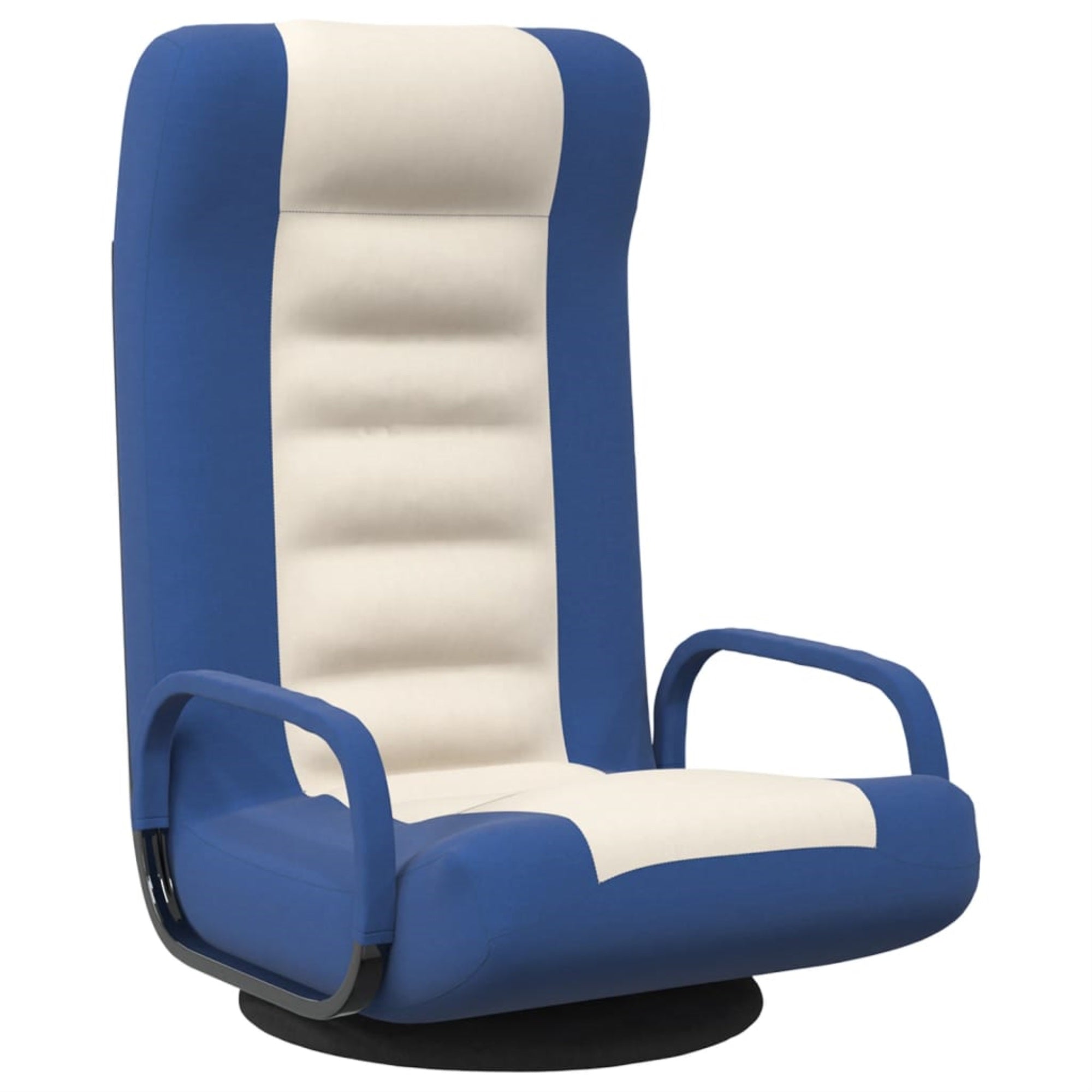 Vidaxl Swivel Floor Chair Blue And Cream Fabric