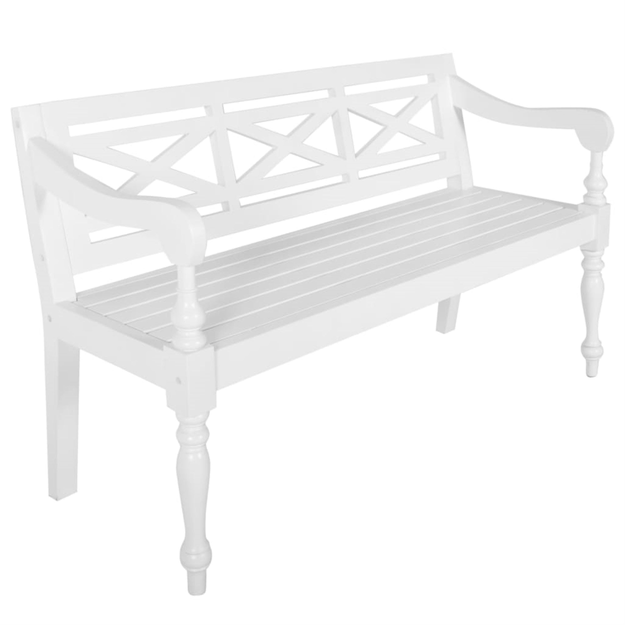 Vidaxl Batavia Bench 48.4' Solid Mahogany Wood White
