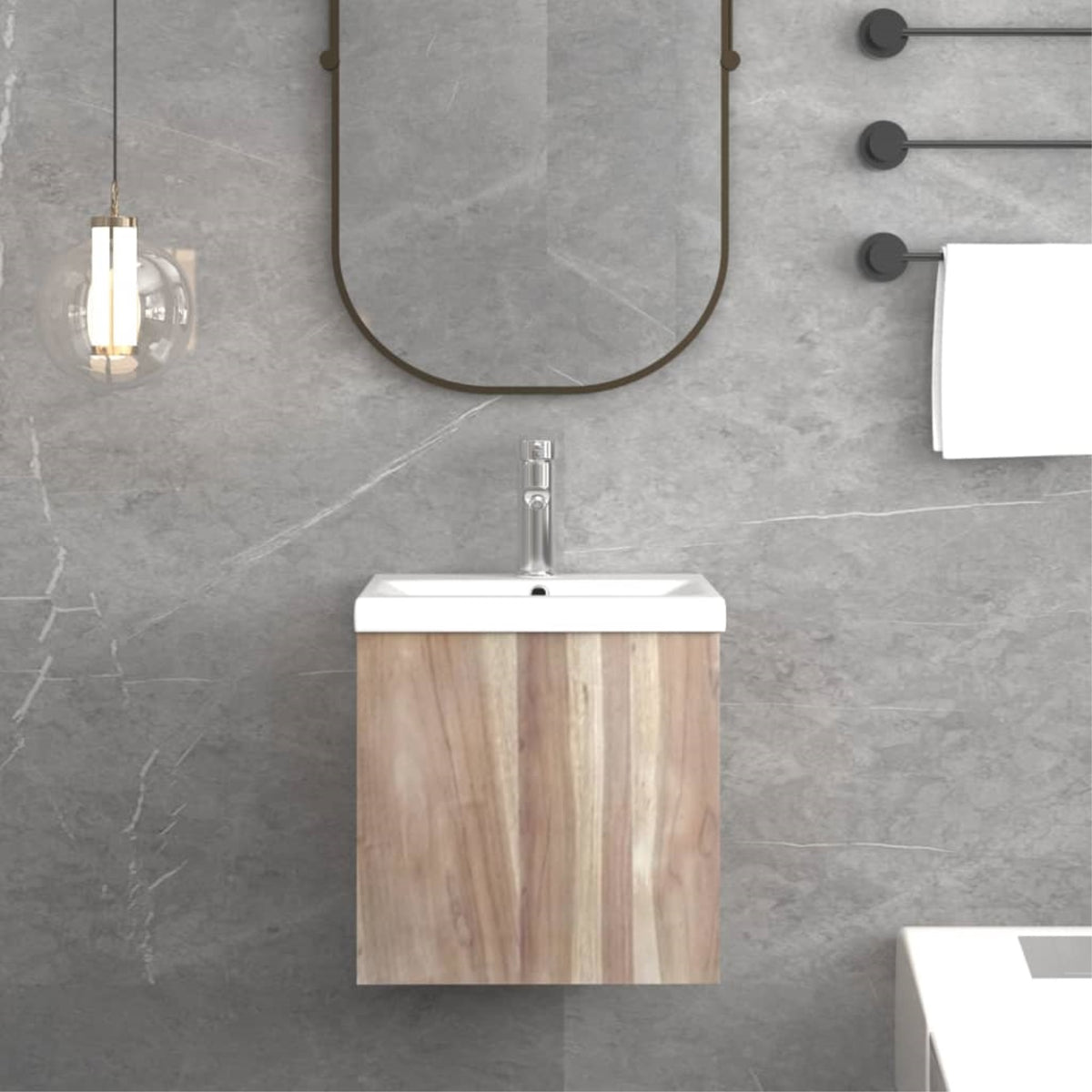 Vidaxl Wall-Mounted Bathroom Cabinet 16.1'X15'X15.7' Solid Wood Teak