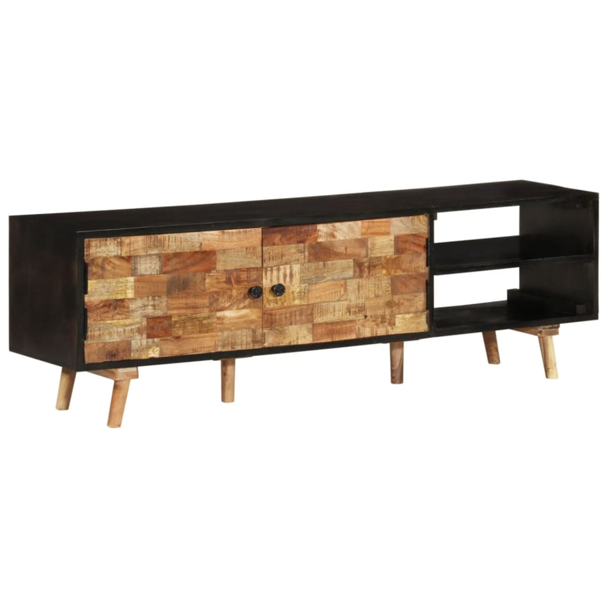 Vidaxl Tv Cabinet 55.1'X11.8'X17.7' Rough Mango Wood And Solid Acacia Wood