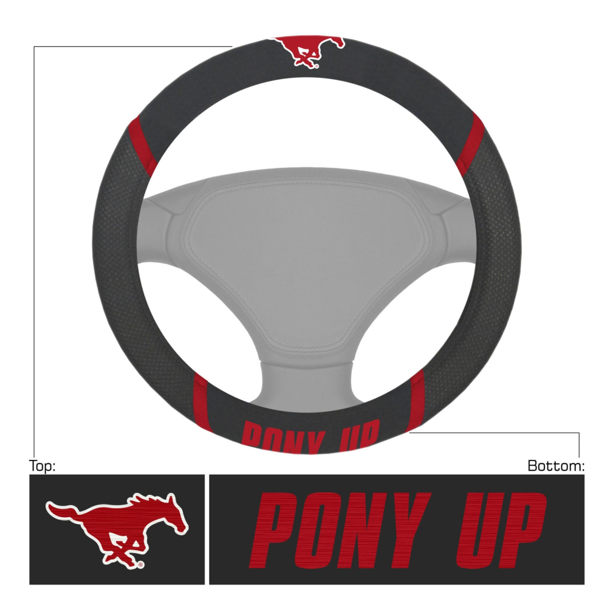 Smu Mustangs Embroidered Steering Wheel Cover
