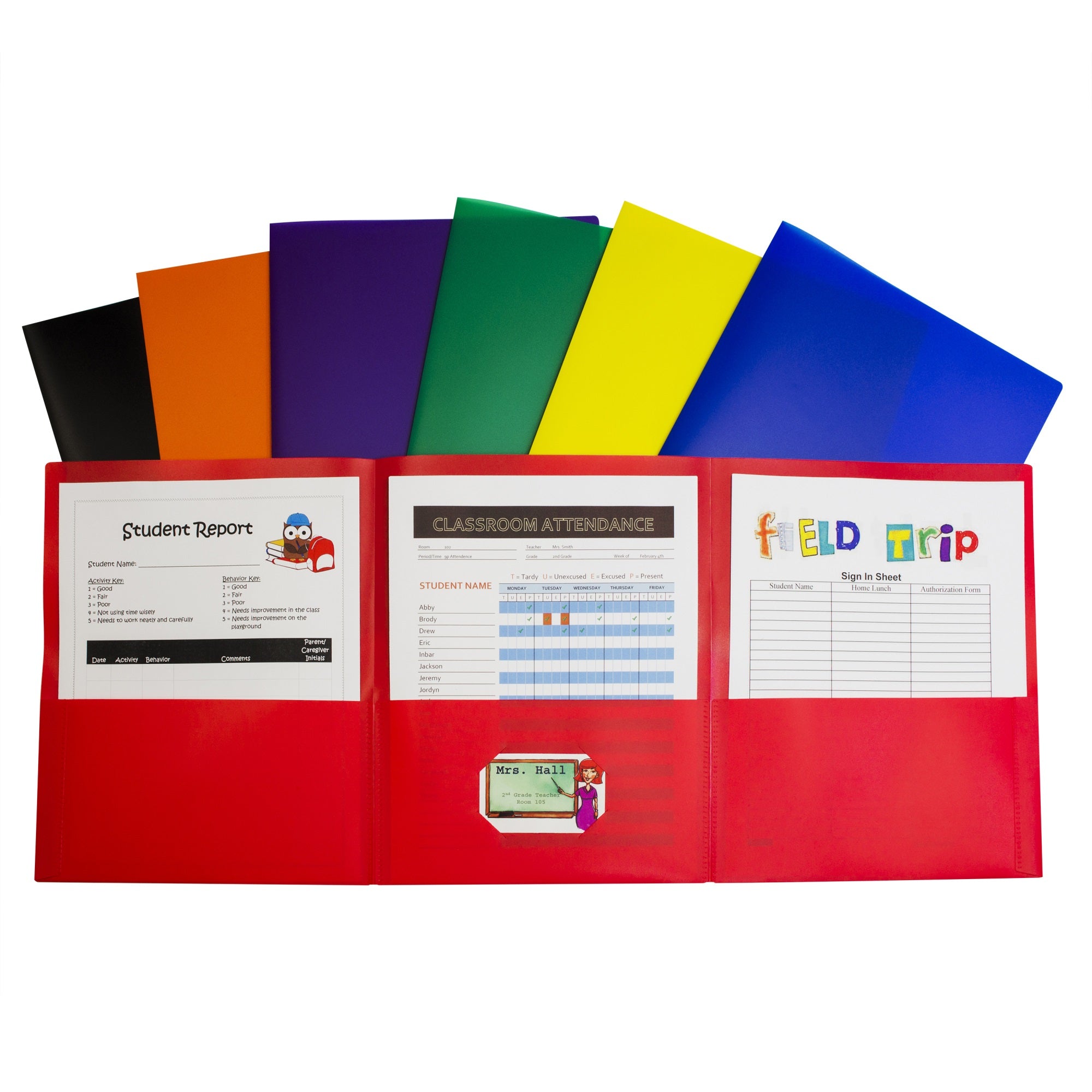 Casafoyer 3-Pocket Poly Portfolios, Assorted, 1/EA (Set of 24 EA)(Pack of 2)