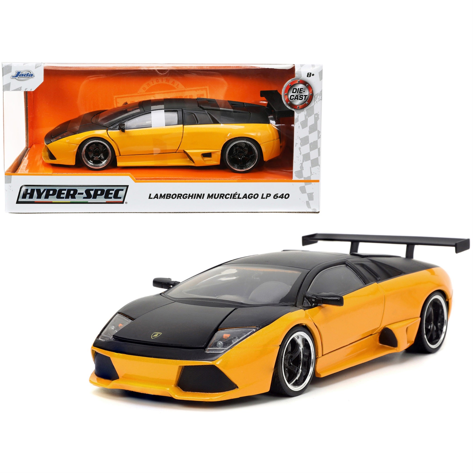 Lamborghini Murcielago Lp 640 Yellow Metallic And Matt Black 'Hyper-Spec' Series 1/24 Diecast Model Car By Jada