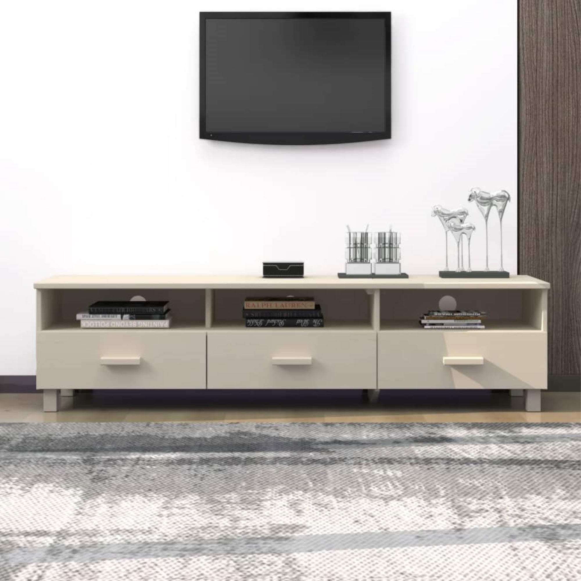 Vidaxl Tv Cabinet Honey Brown 62.2'X15.7'X15.7' Solid Wood Pine