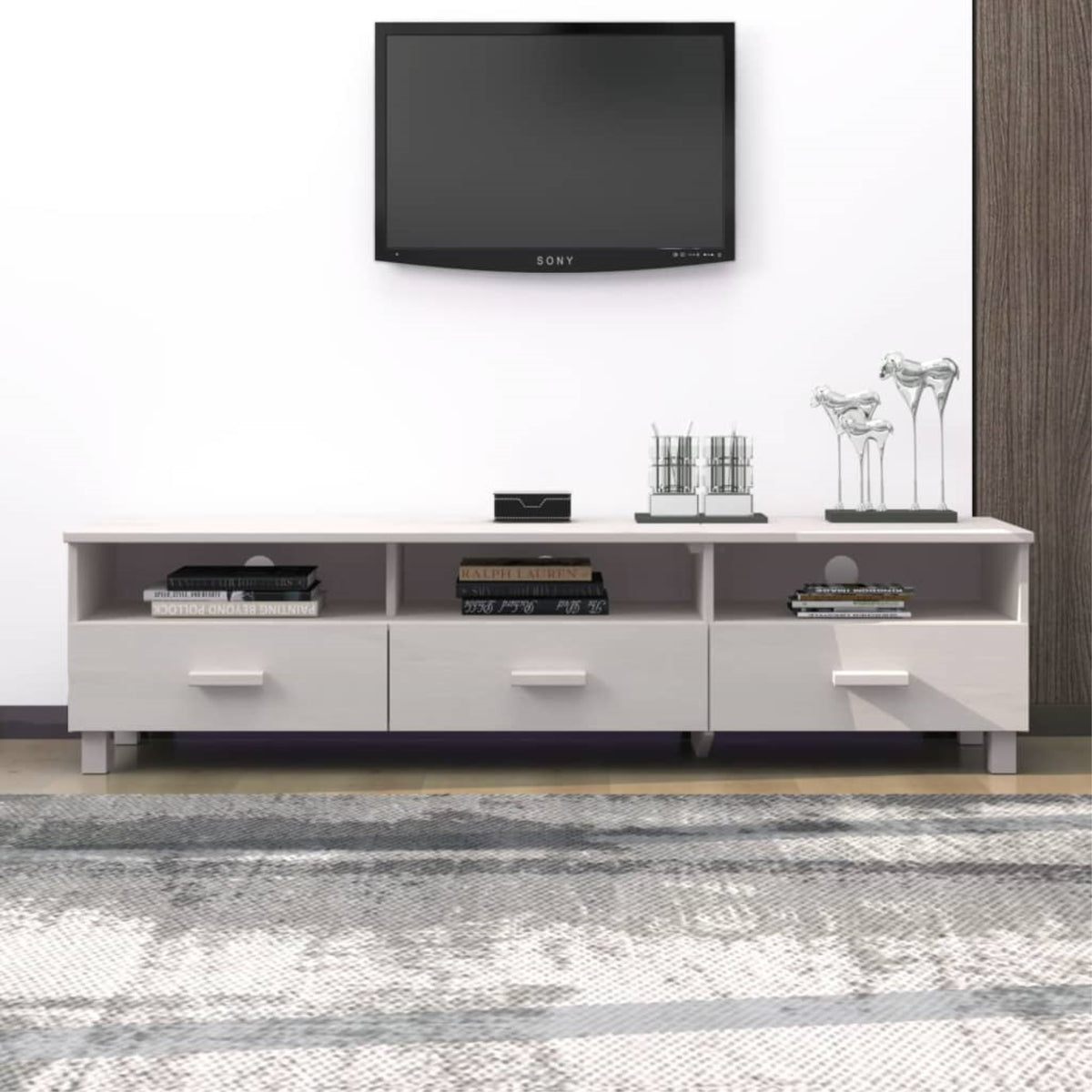 Vidaxl Tv Cabinet White 62.2'X15.7'X15.7' Solid Wood Pine