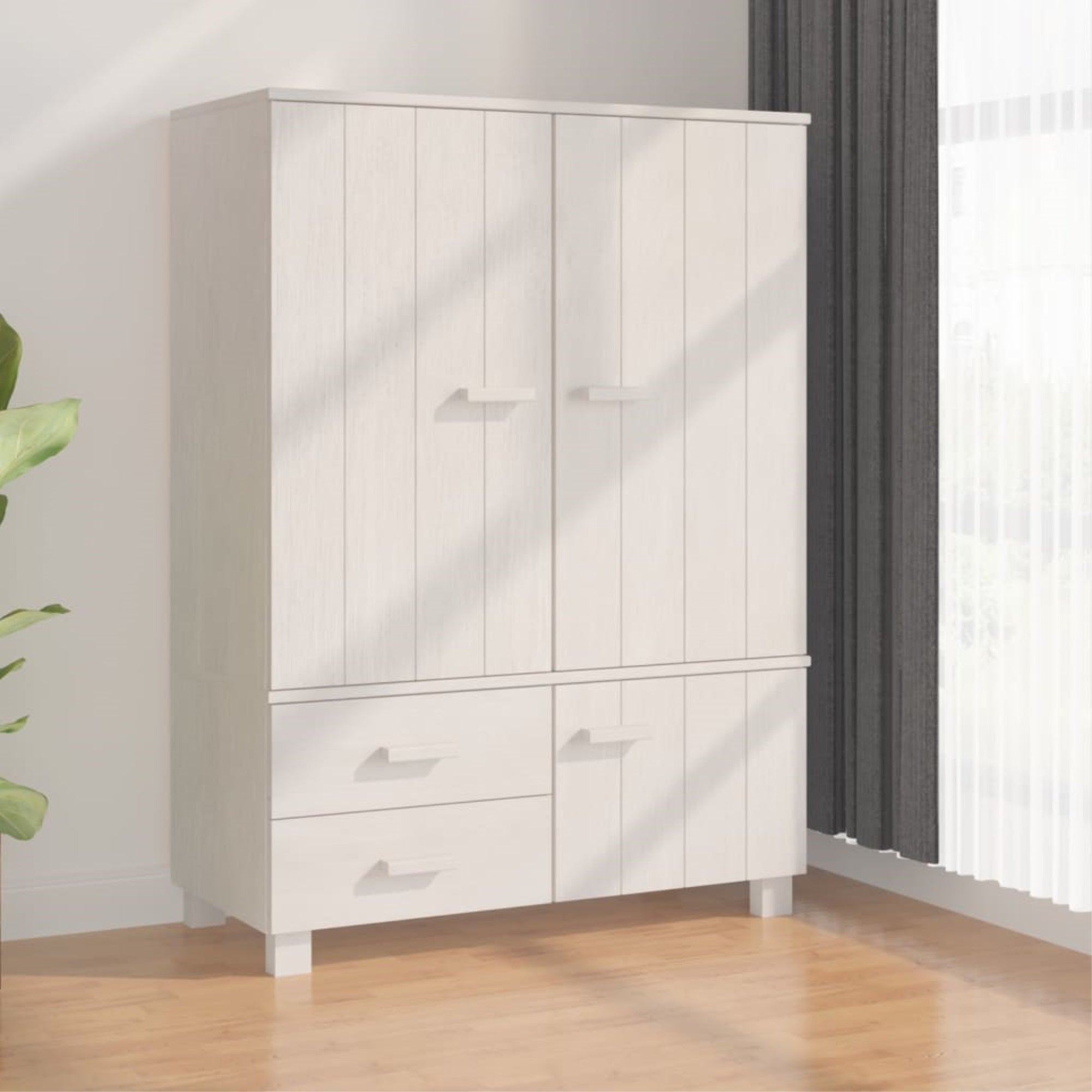 Vidaxl Wardrobe White 39'X17.7'X53.9' Solid Wood Pine