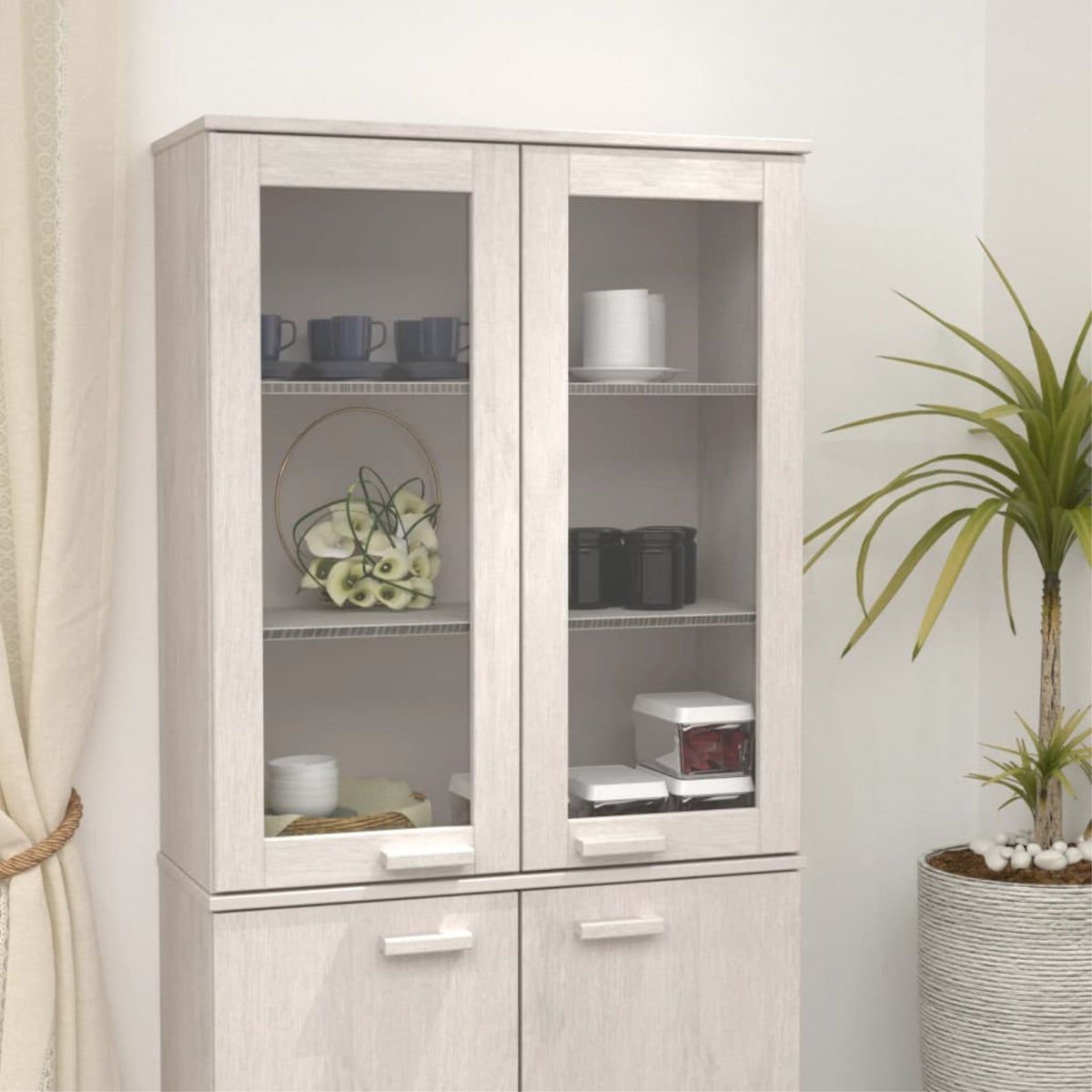 Vidaxl Top For Highboard White 33.5'X13.8'X39.4' Solid Wood Pine
