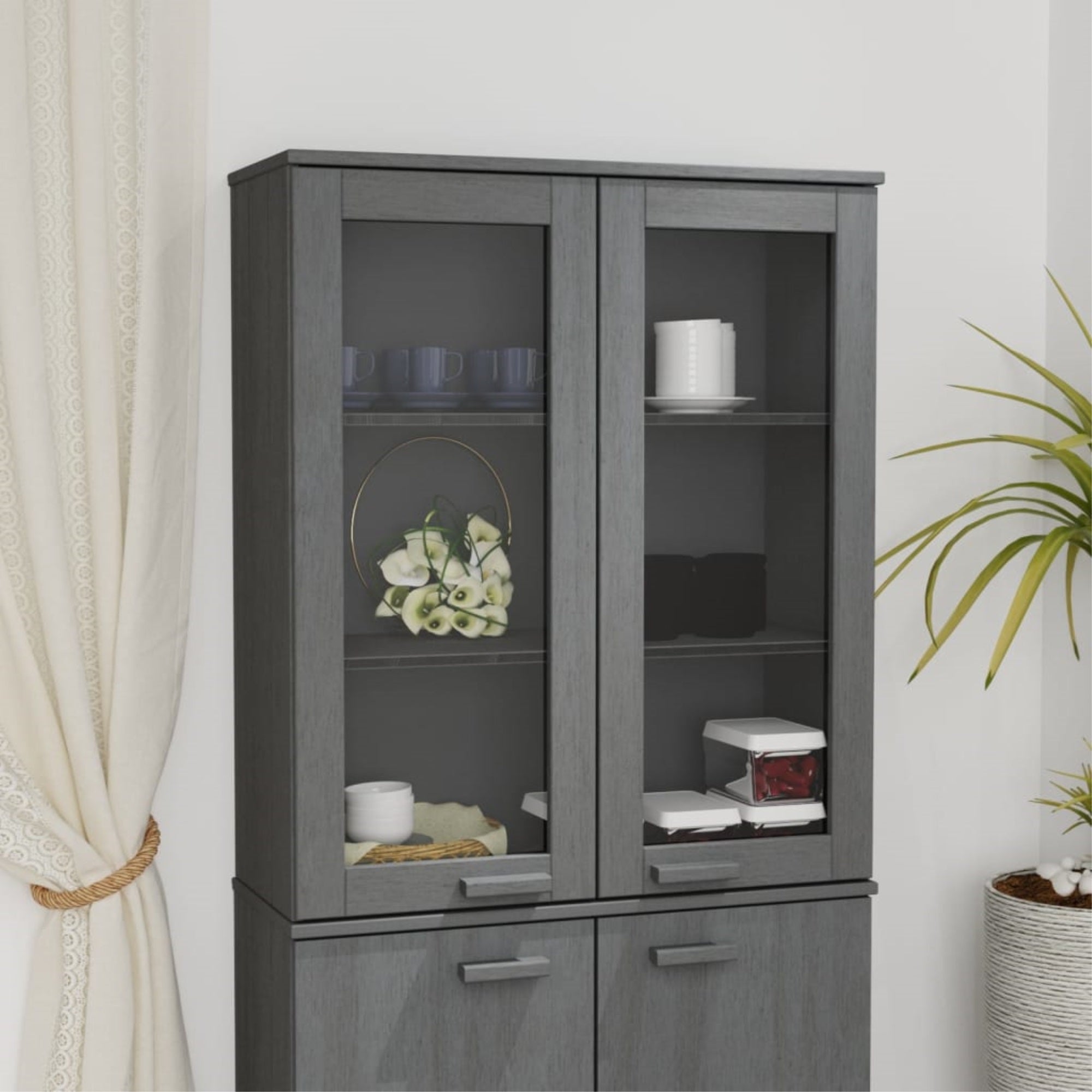 Vidaxl Top For Highboard Dark Gray 33.5'X13.8'X39.4' Solid Wood Pine