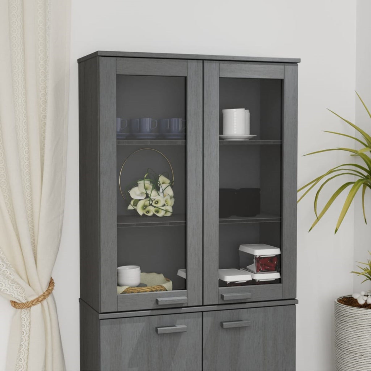 Vidaxl Top For Highboard Dark Gray 33.5'X13.8'X39.4' Solid Wood Pine