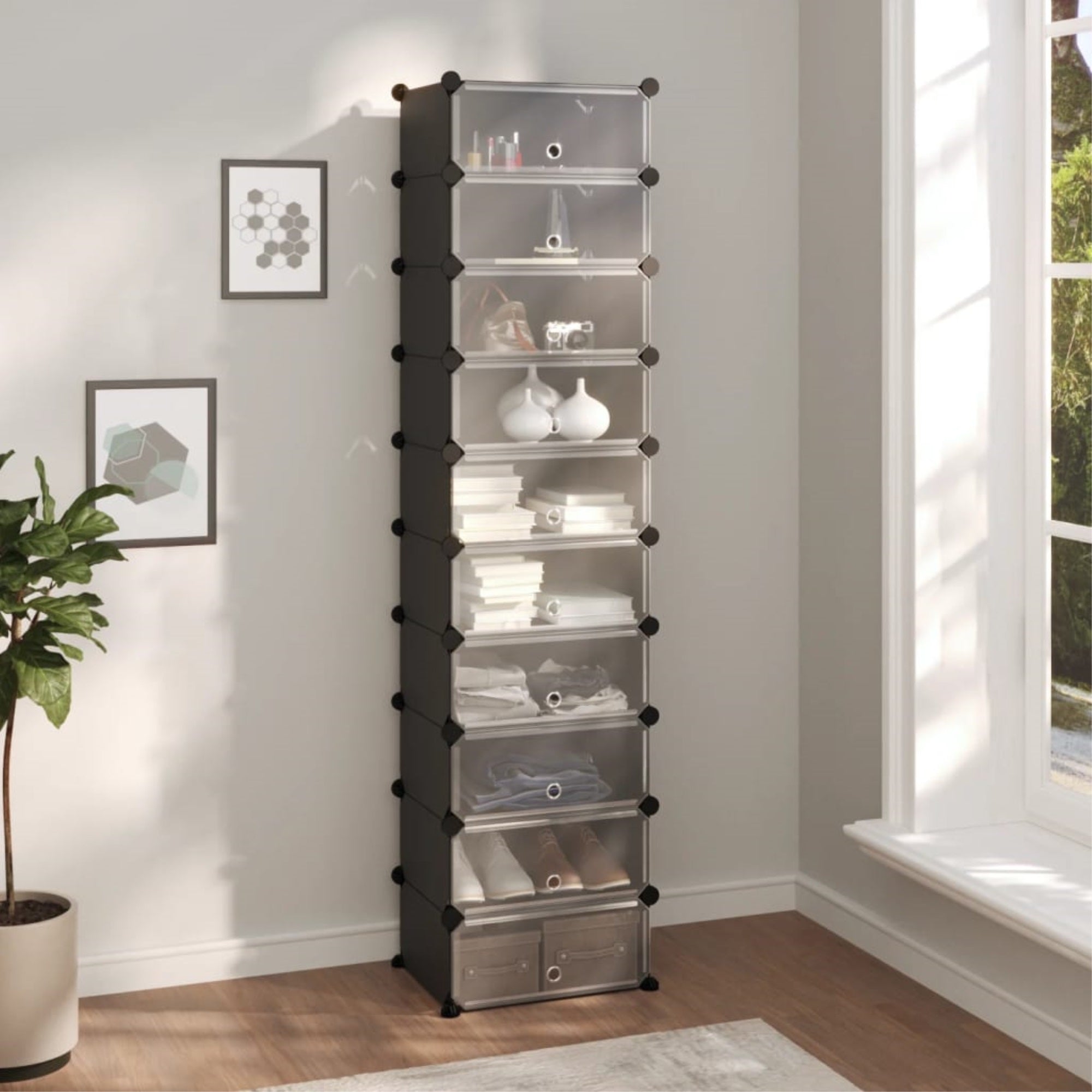 Vidaxl Shoe Rack Black 17.3'X12.6'X68.5' Pp