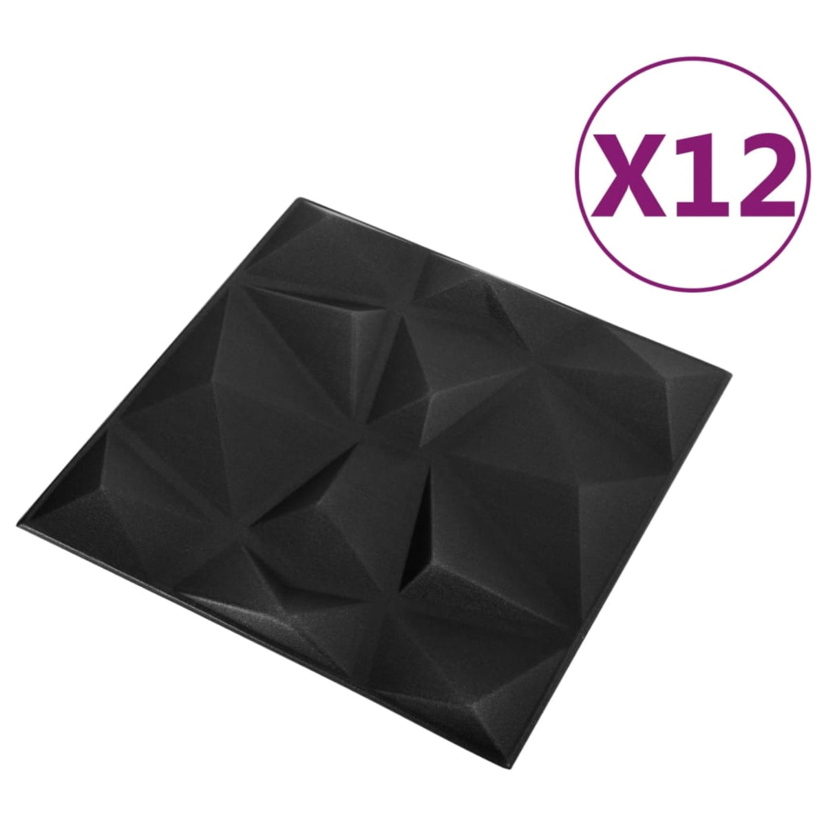 Vidaxl 3D Wall Panels 12 Pcs 19.7'X19.7' Diamond Black 32.3 Ft