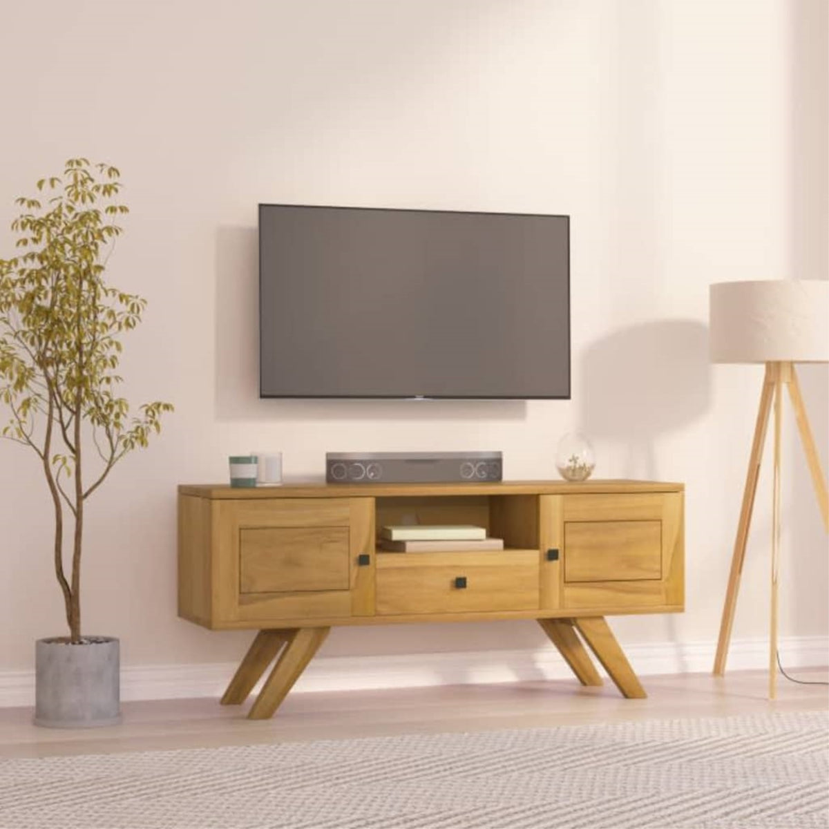 Vidaxl Tv Stand 43.3'X11.8'X19.7' Solid Wood Teak