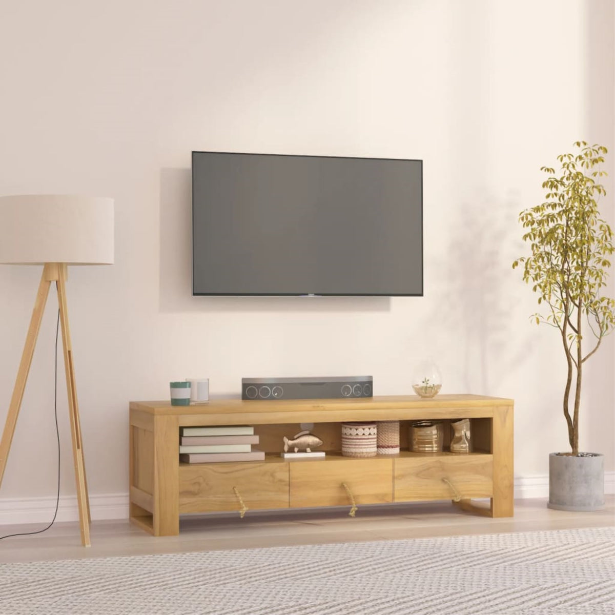 Vidaxl Tv Stand 43.3'X11.8'X13.8' Solid Wood Teak