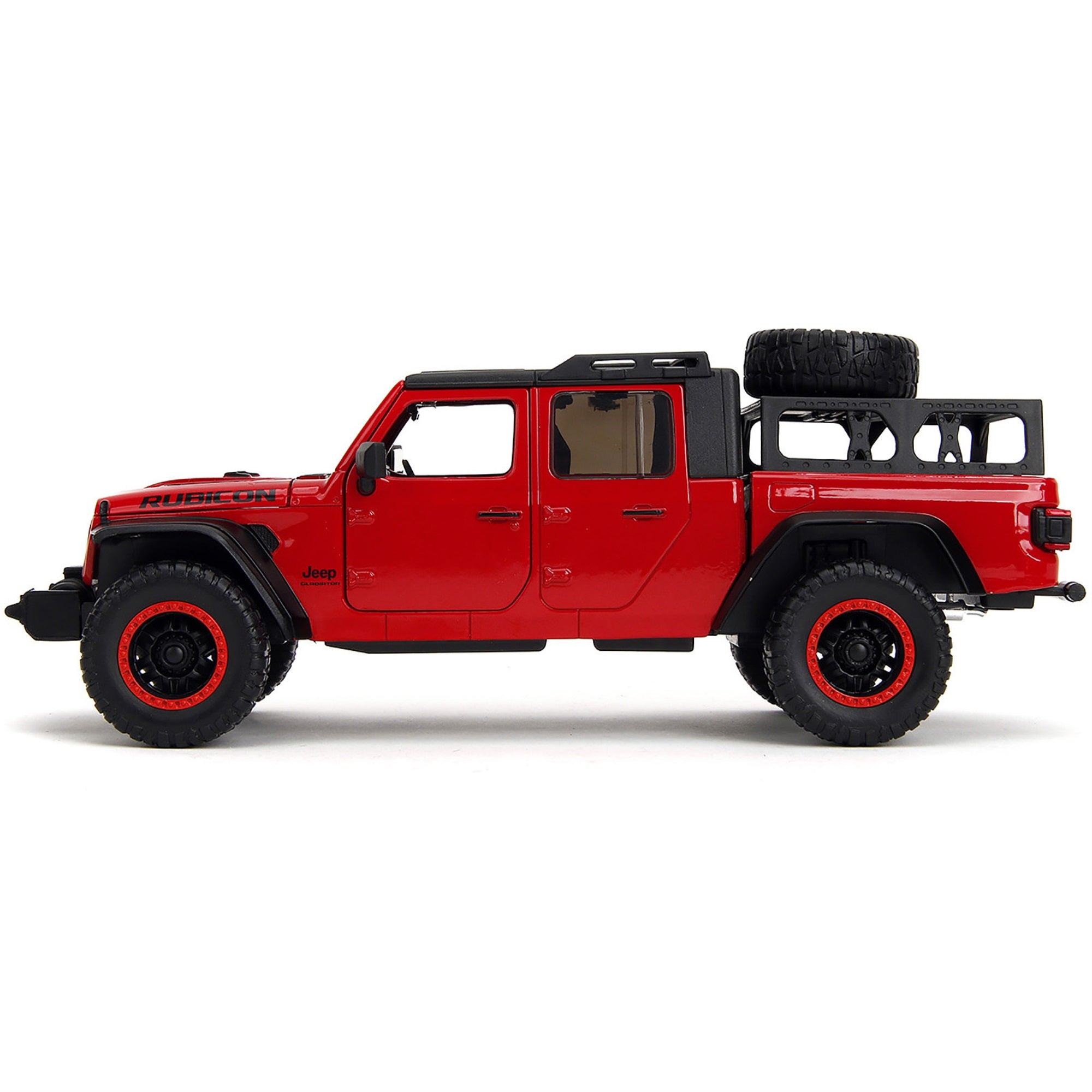 2020 Jeep Gladiator Rubicon Pickup Truck Red With Black Top And Extra Wheels 'Just Trucks' Series 1/24 Diecast Model Car By Jada