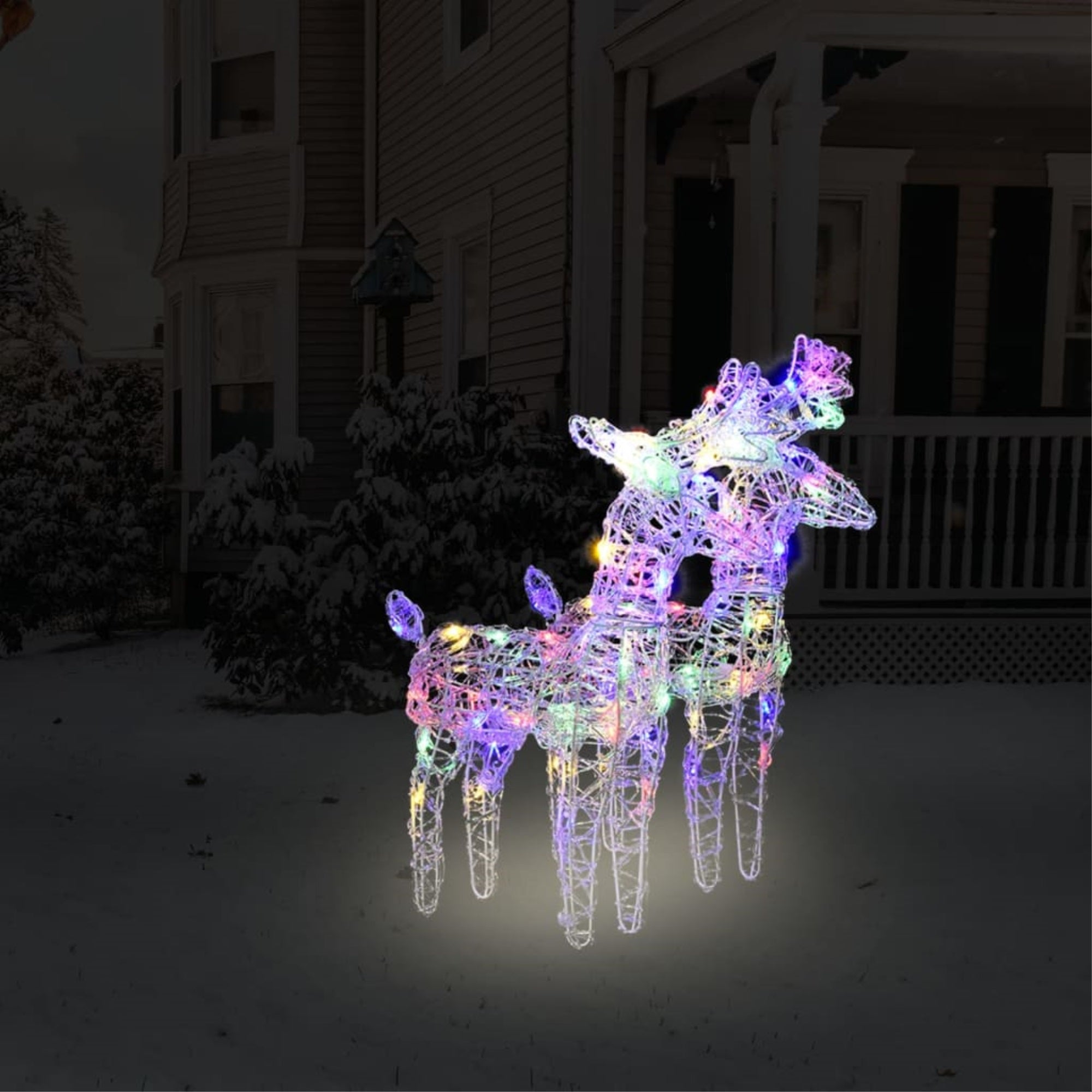 Vidaxl Christmas Reindeers 2 Pcs Multicolor 80 Leds Acrylic