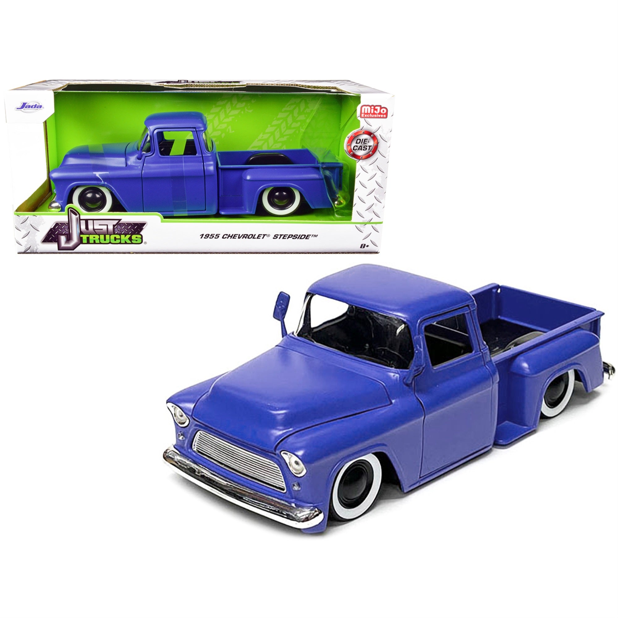 1955 Chevrolet Stepside Pickup Truck Matt Blue “Just Trucks” Series 1/24 Diecast Model Car by Jada