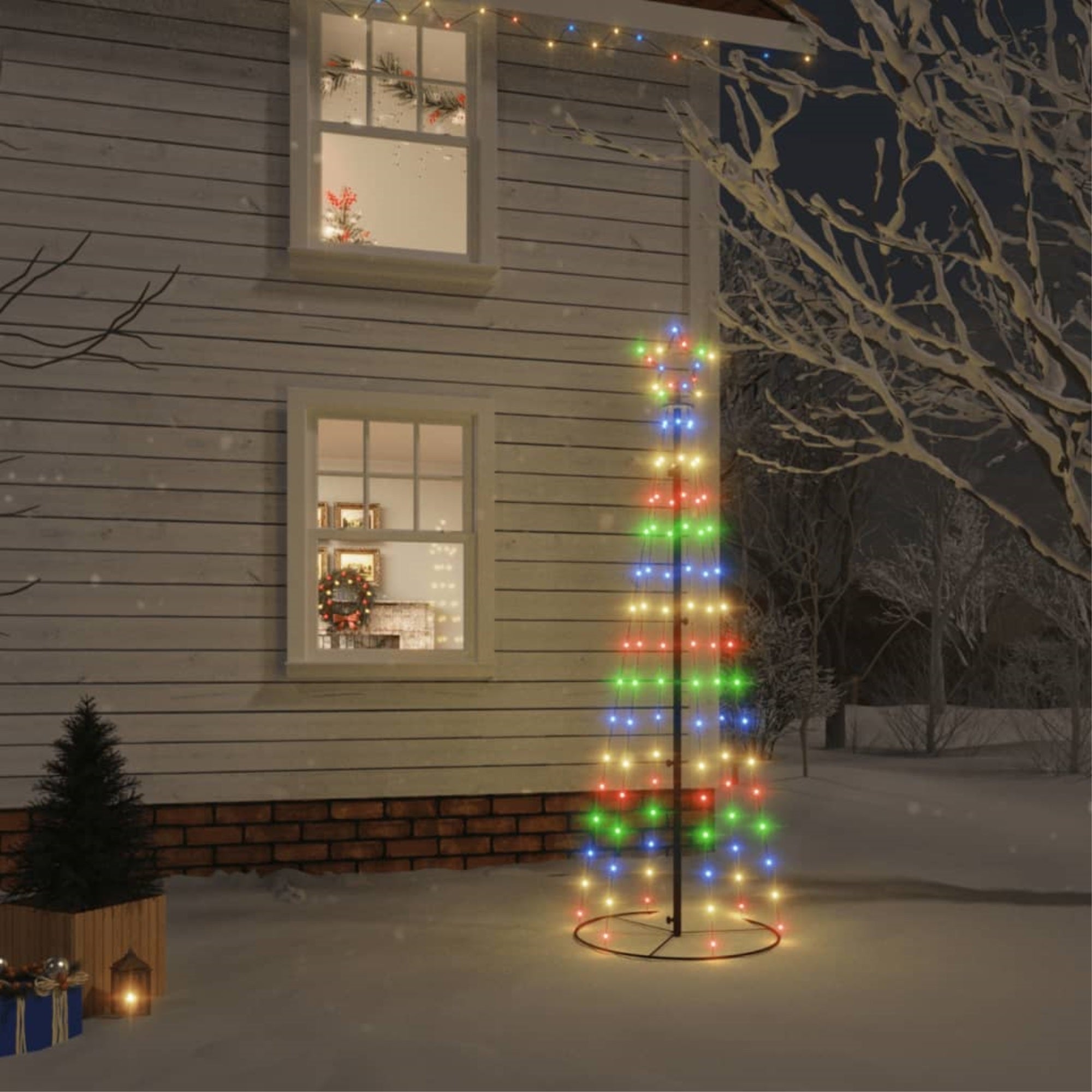 Vidaxl Christmas Cone Tree Colorful 108 Leds 27.6'X70.9'