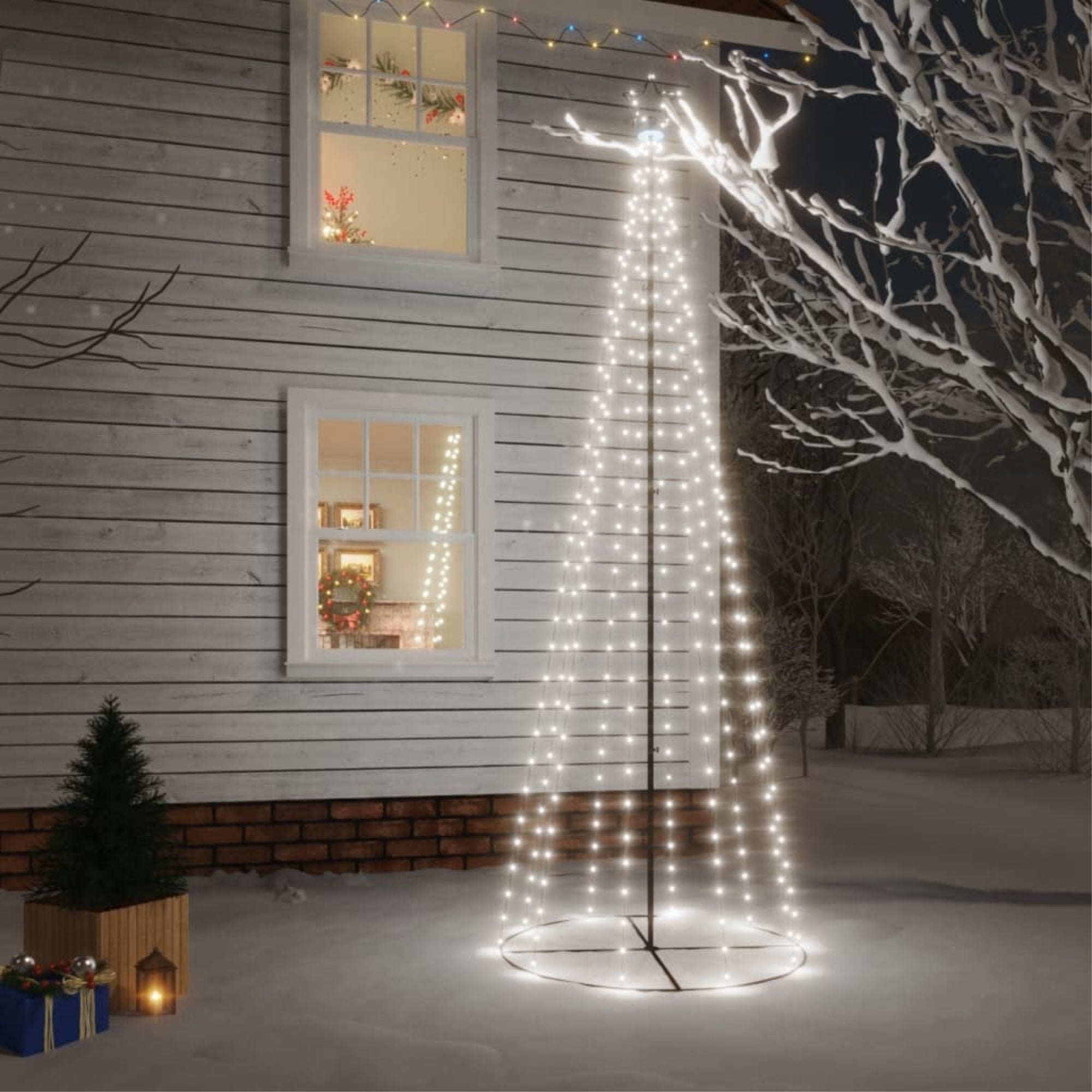 Vidaxl Christmas Cone Tree Cold White 310 Leds 39.4'X118.1'