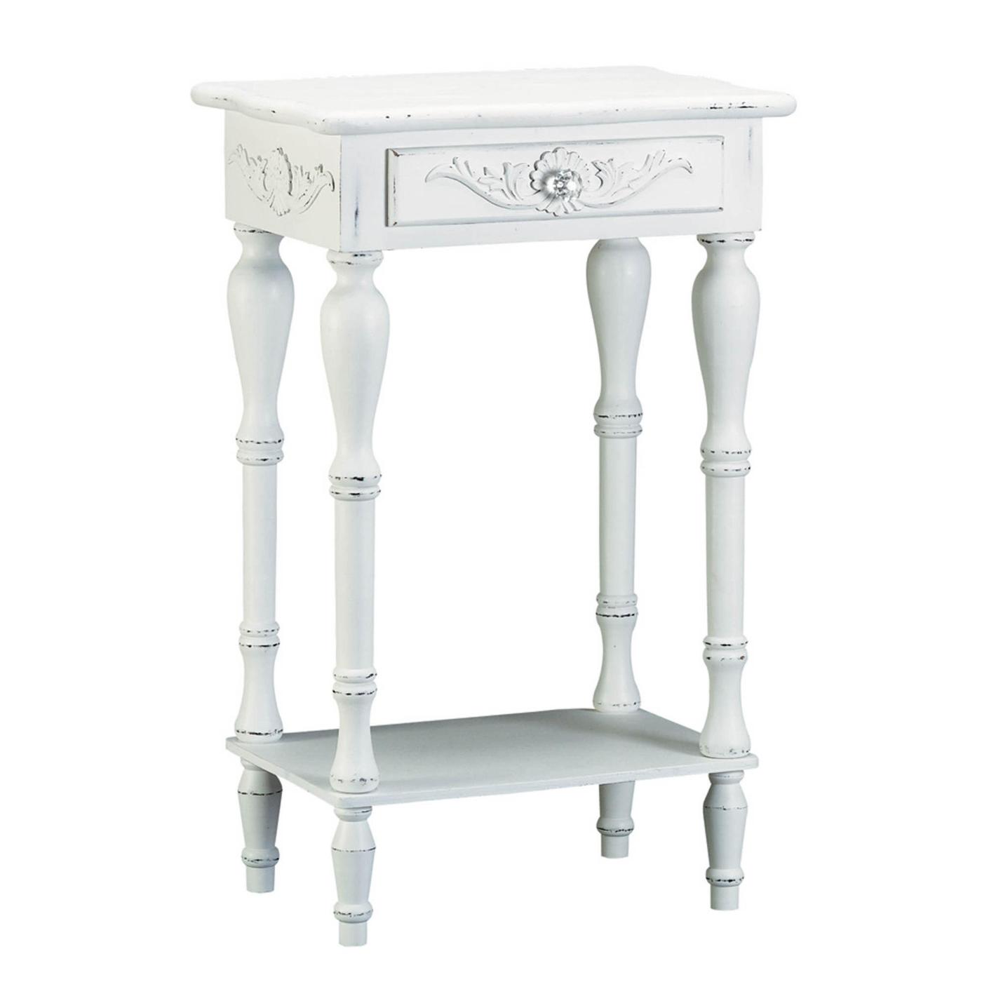 Accent Plus 34353 Carved White Side Table, Multicolor