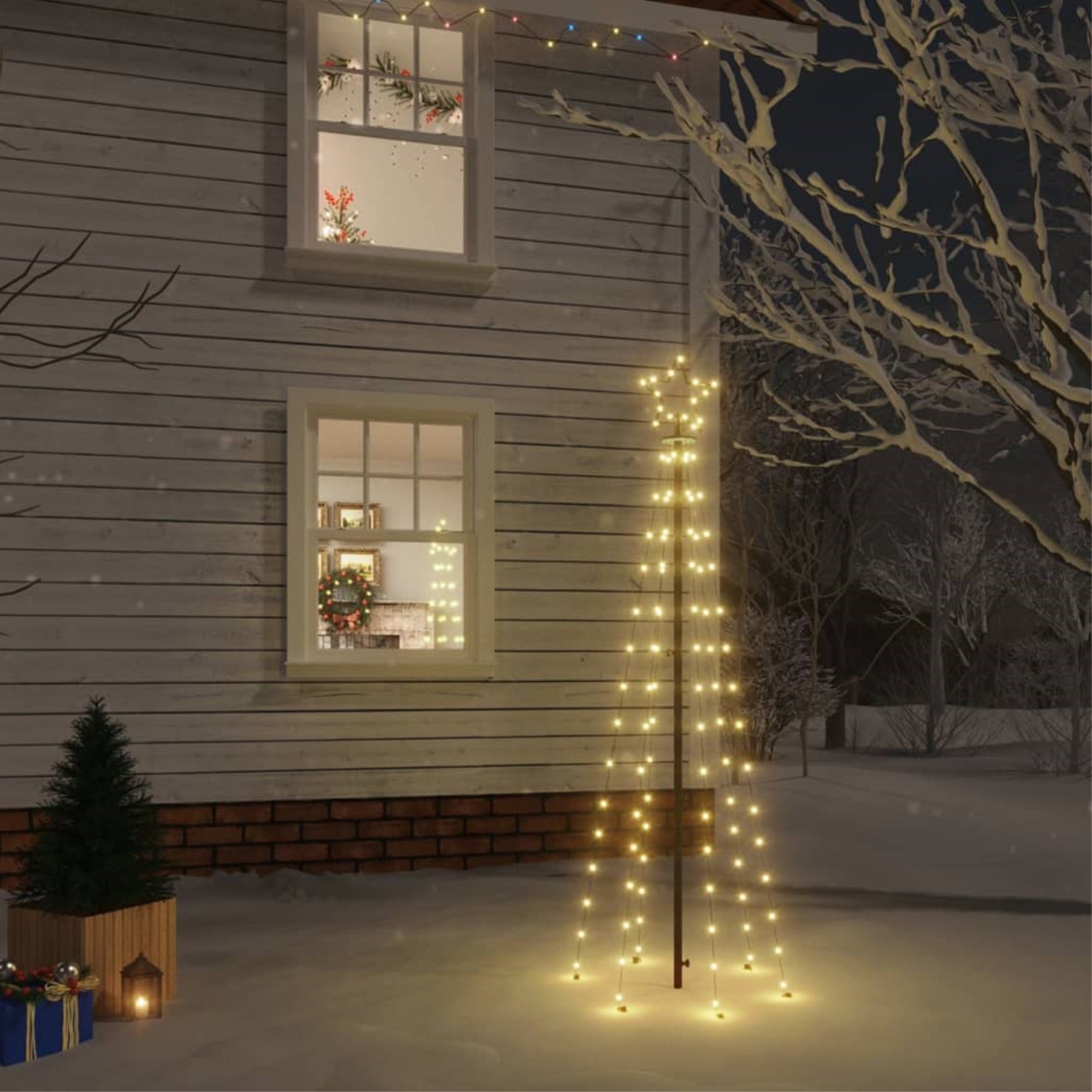 Vidaxl Christmas Tree With Spike Warm White 108 Leds 70.9'